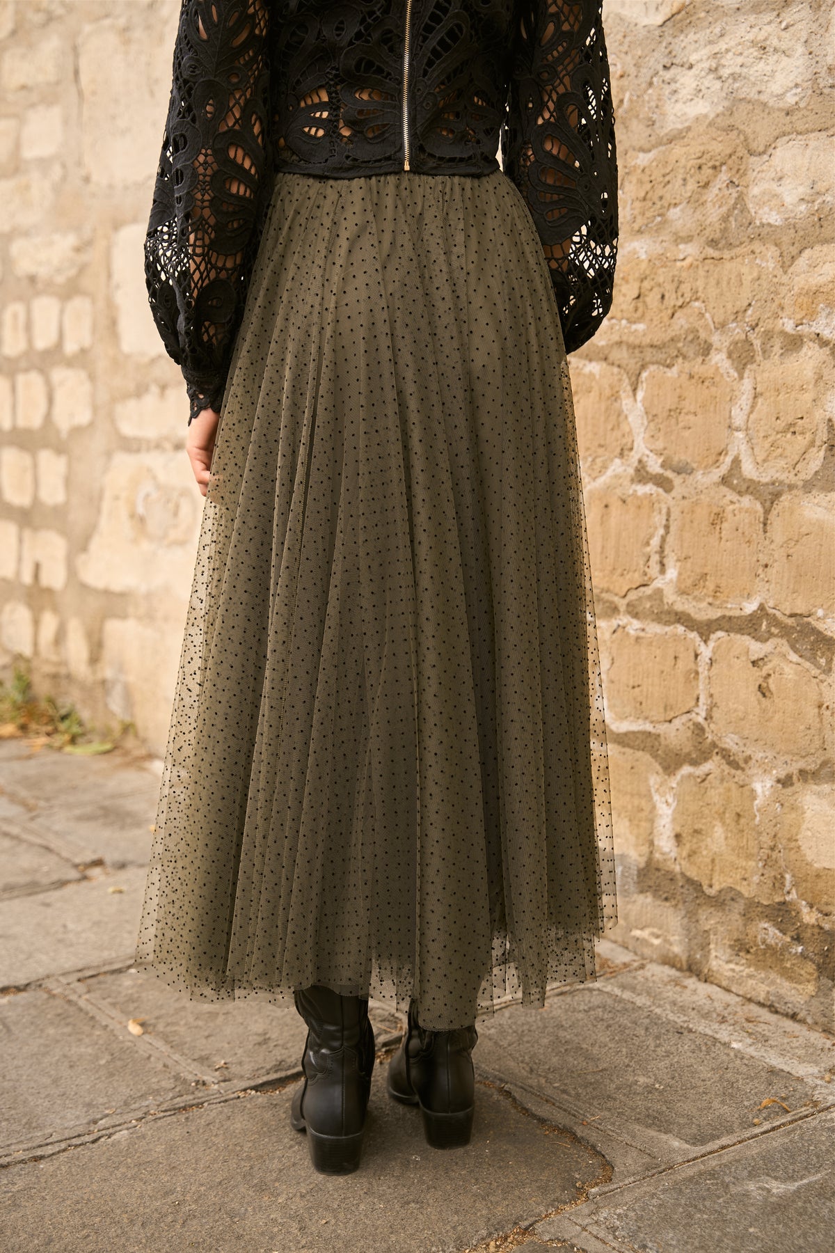 Jupe Aria en tulle plumetis à pois