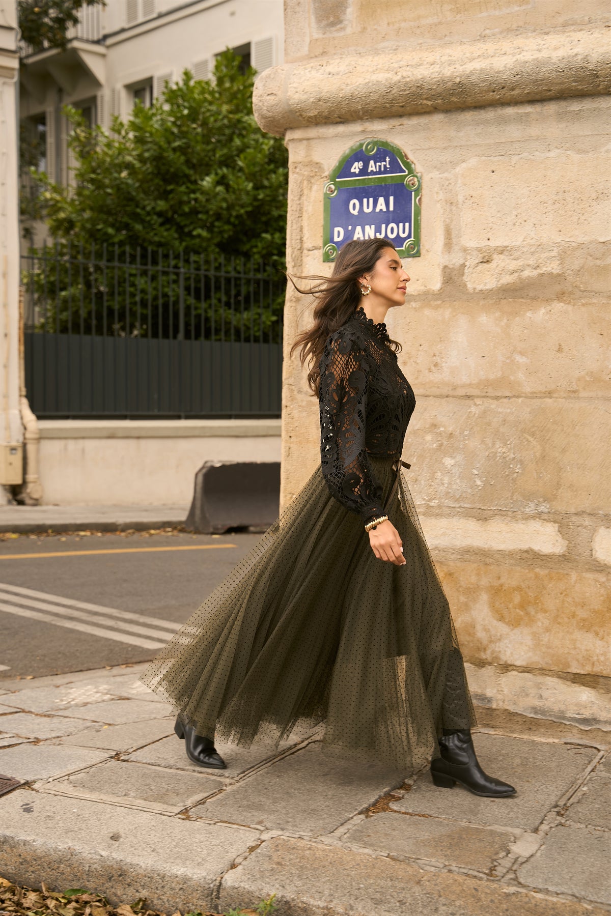 Jupe Aria en tulle plumetis à pois
