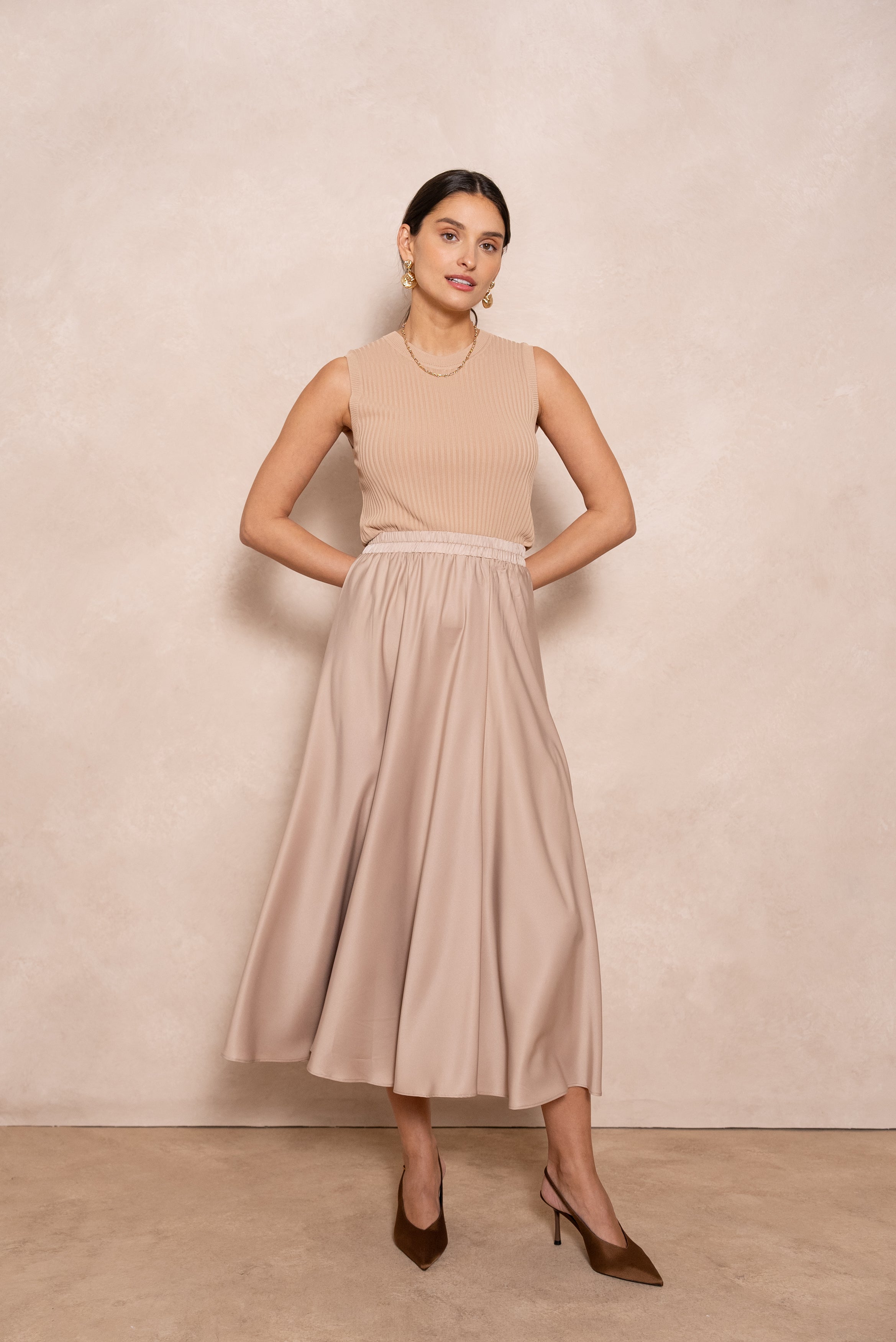 Top débardeur côtelé col rond