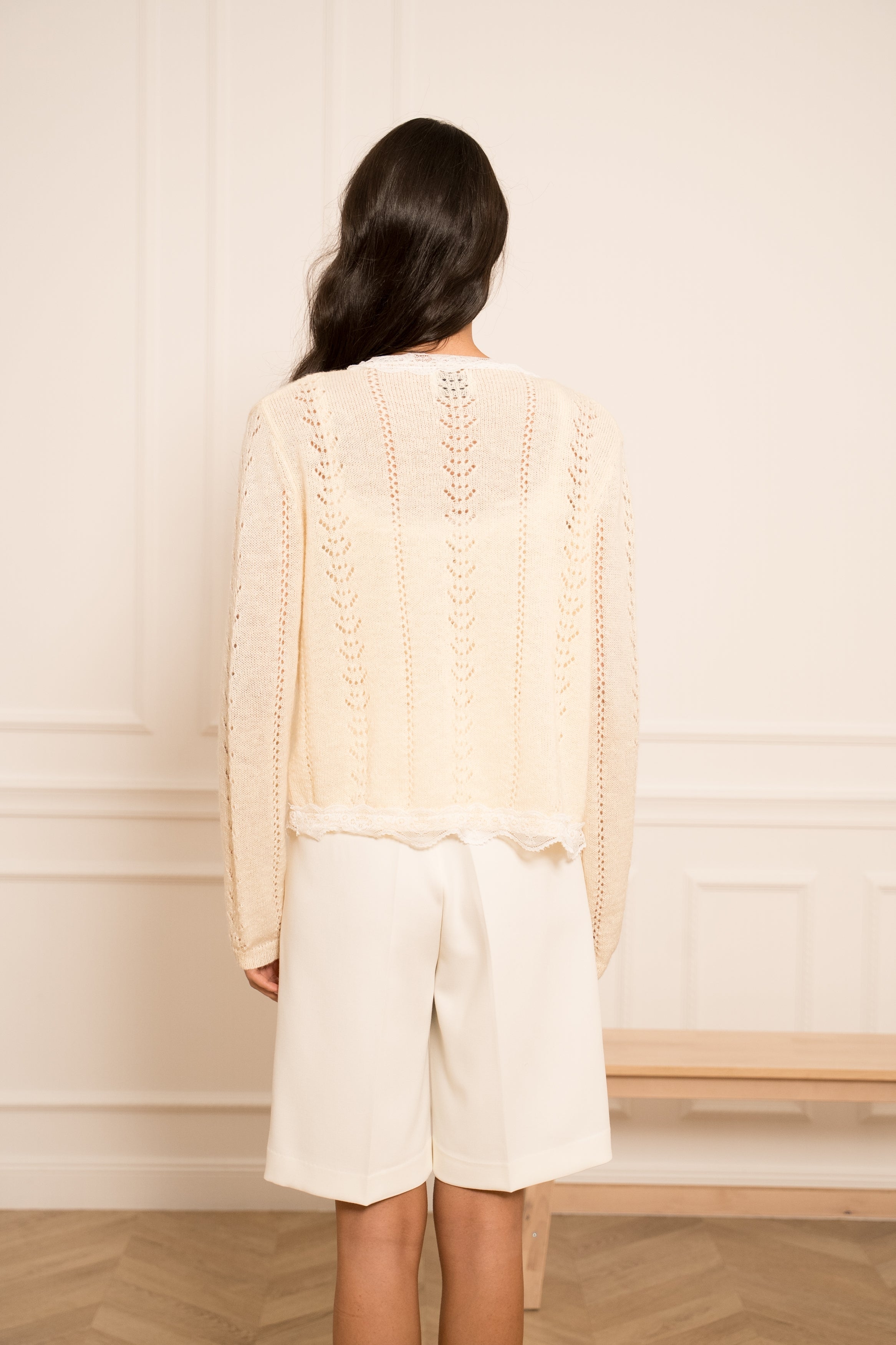 Twinset gilet & top maille mohair & dentelle