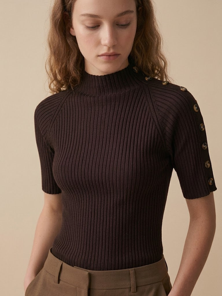 Top Lou en maille à manches courtes