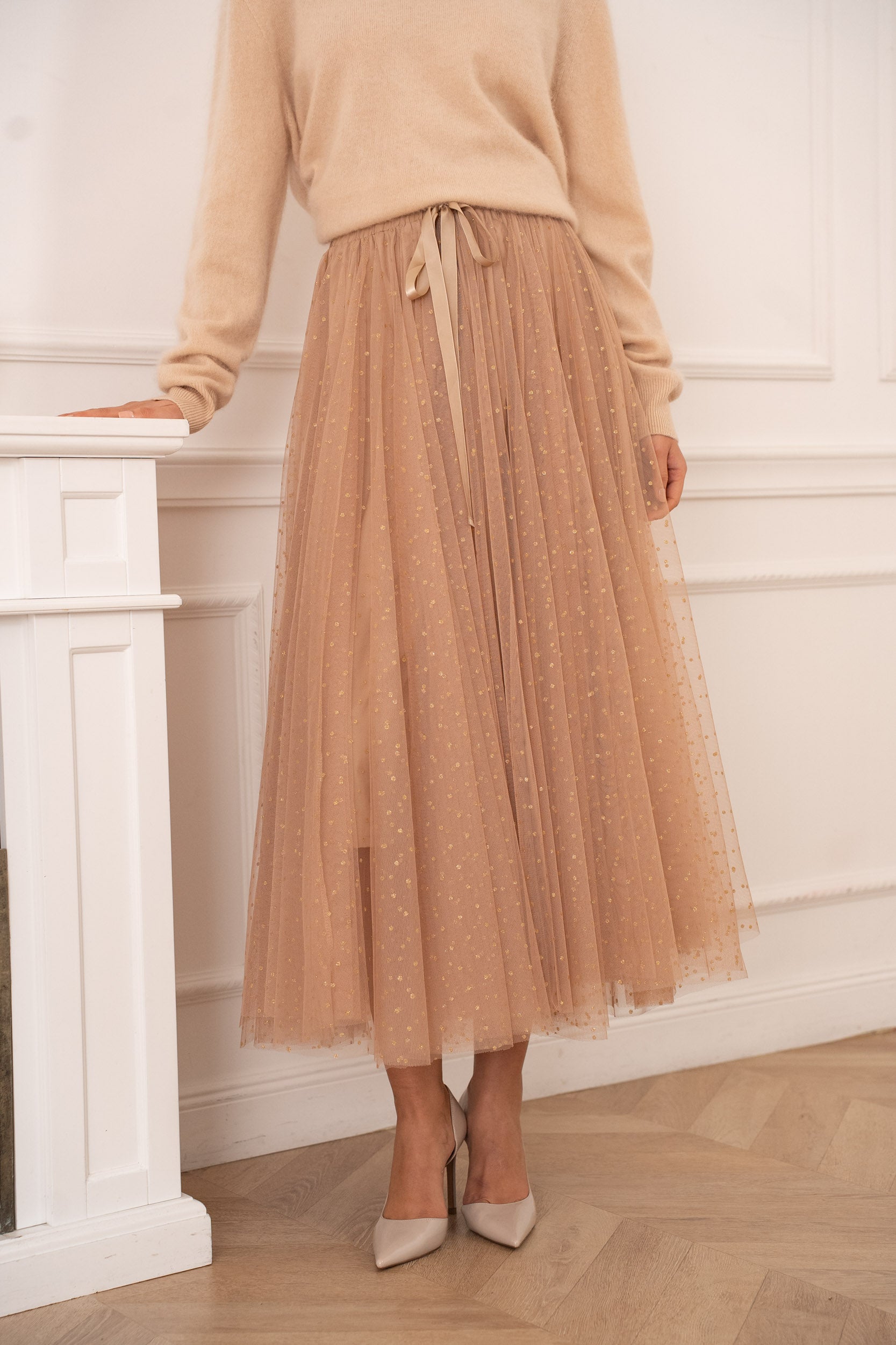 Jupe Aria en tulle à pois pailletés