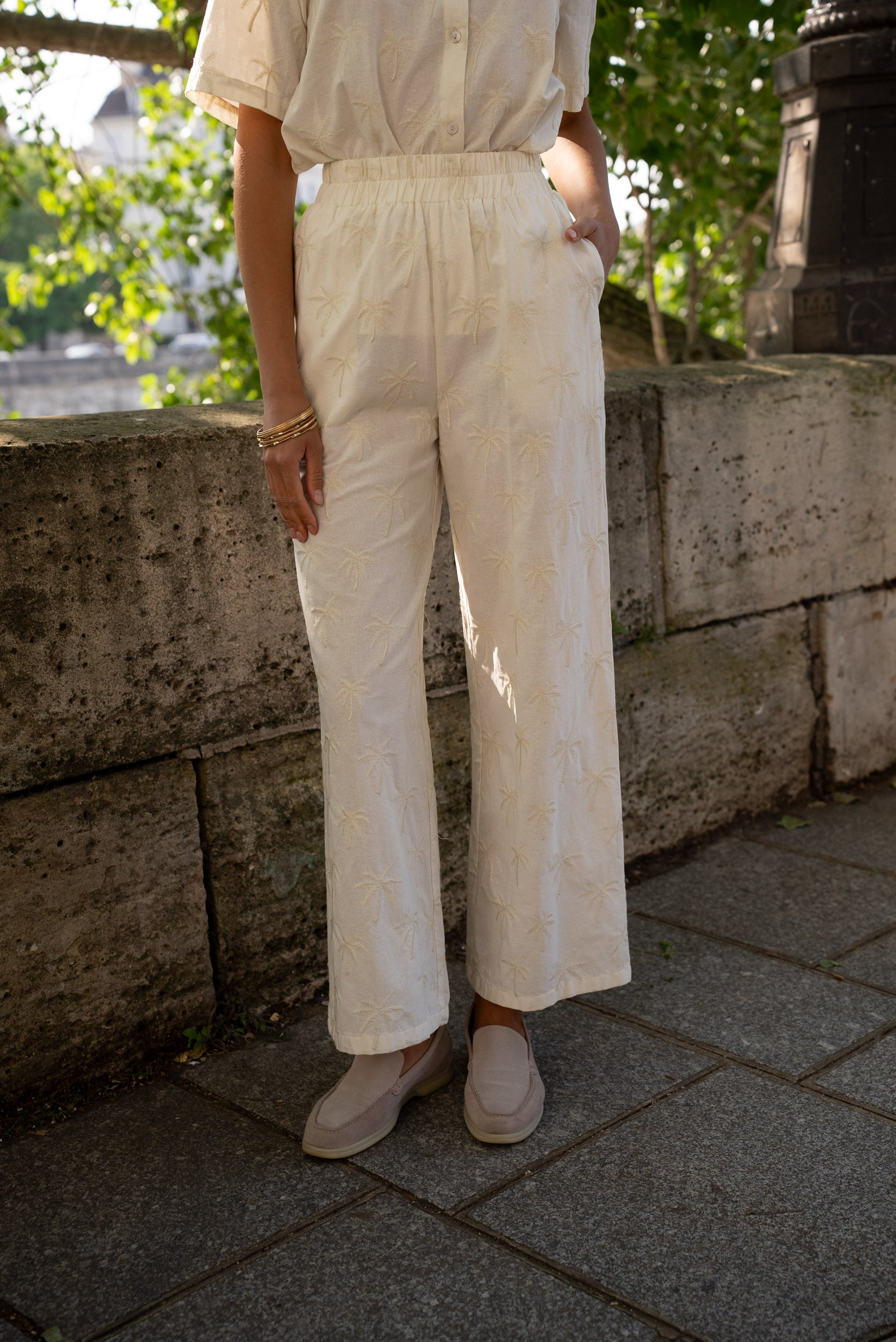 Pantalon Adele en coton brodé