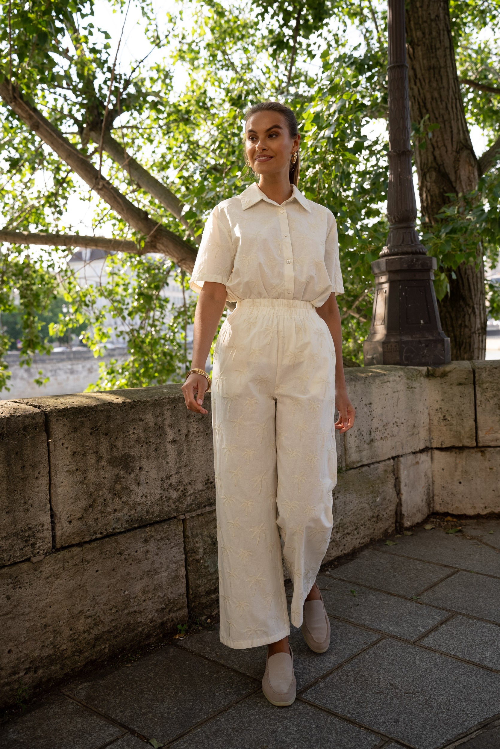 Pantalon Adele en coton brodé