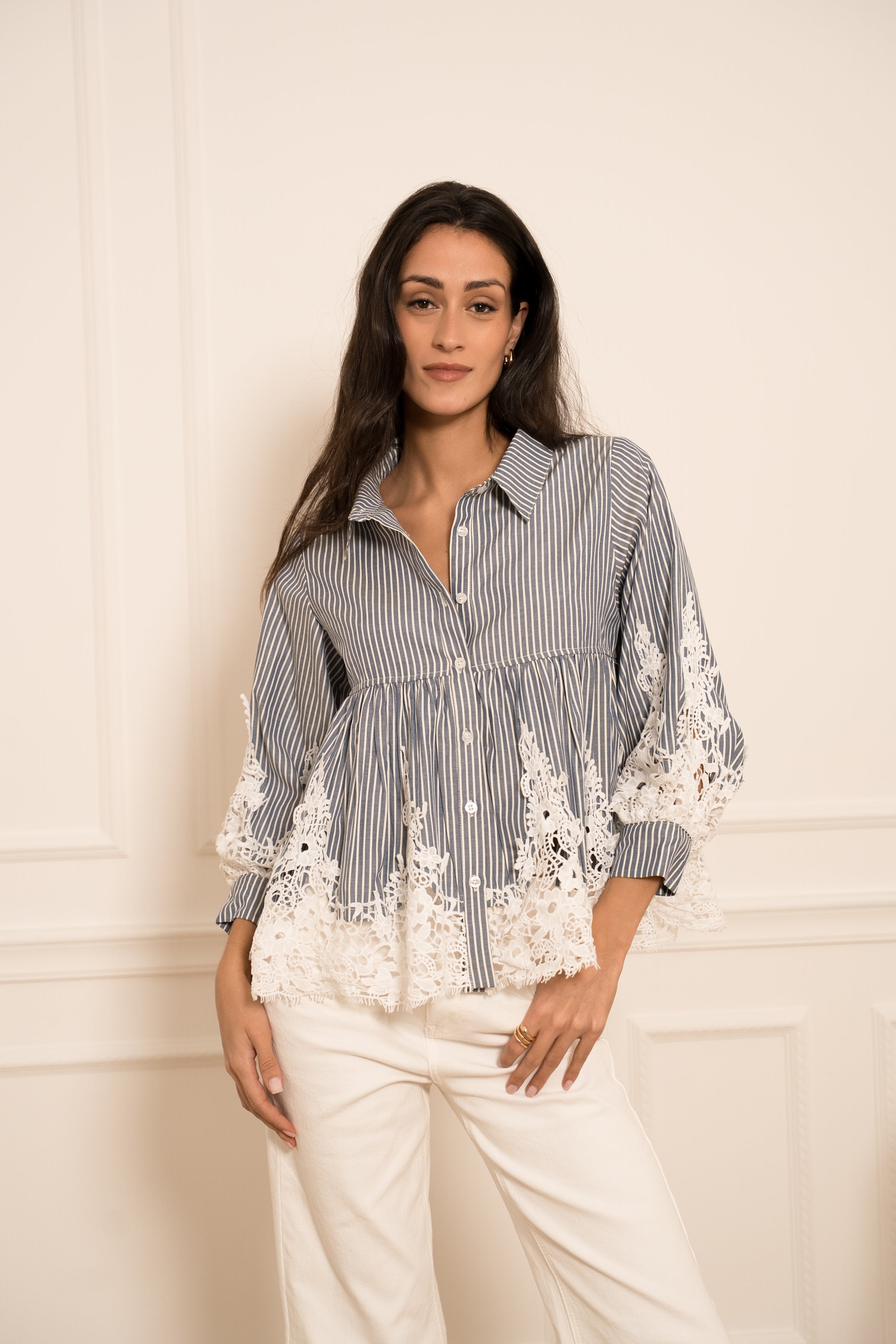 Aimie cotton and guipure shirt