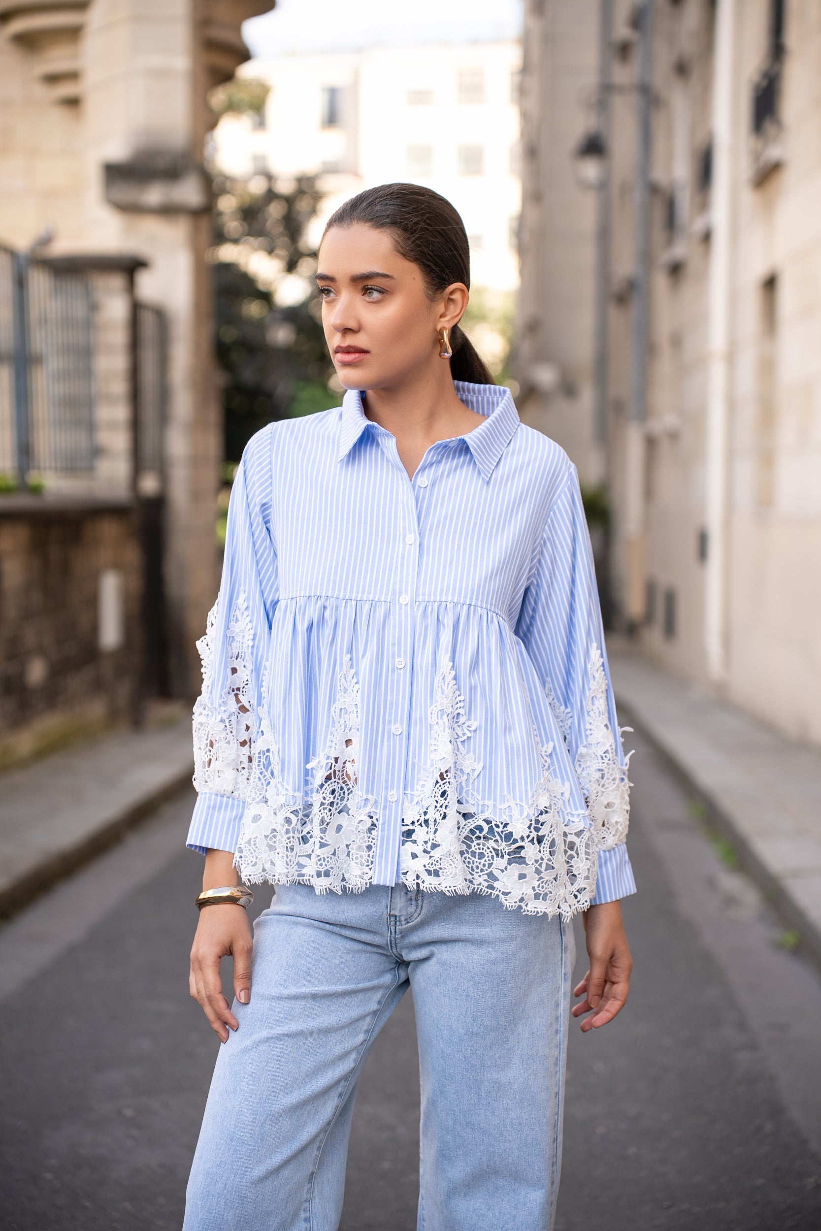 Aimie cotton and guipure shirt