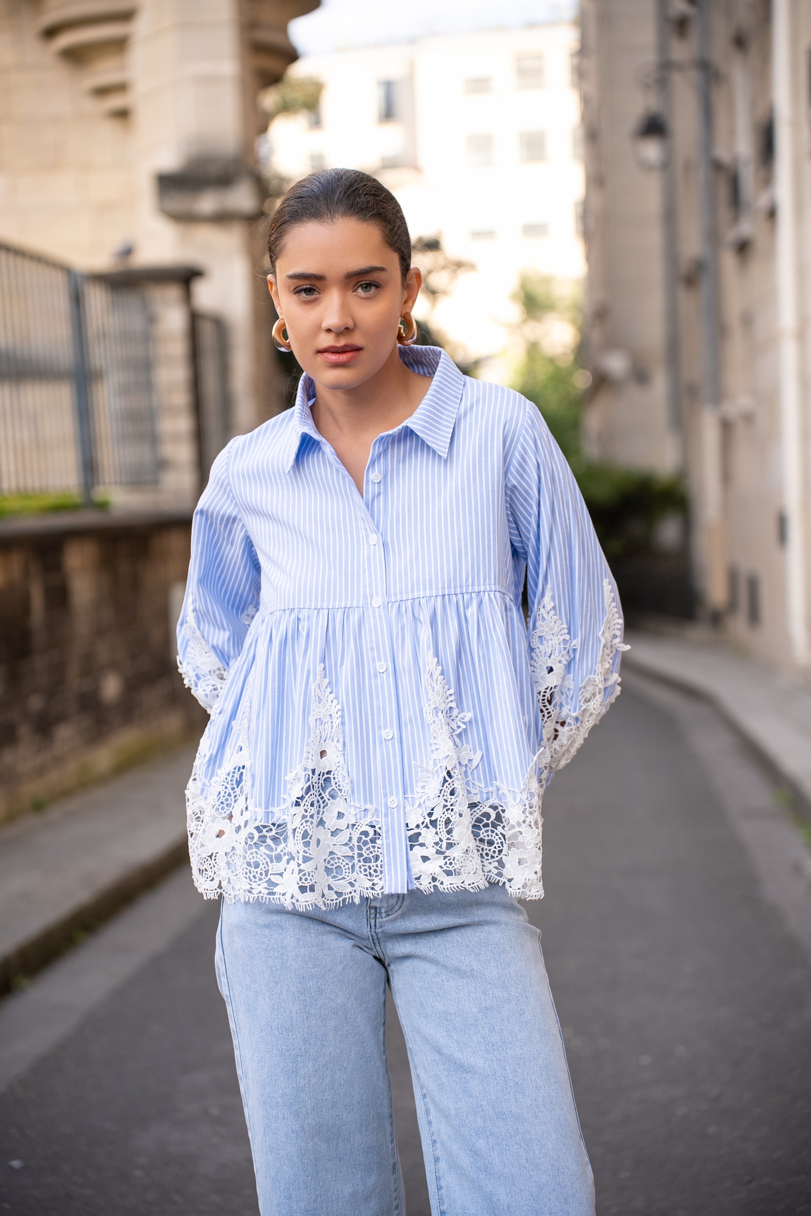 Aimie cotton and guipure shirt