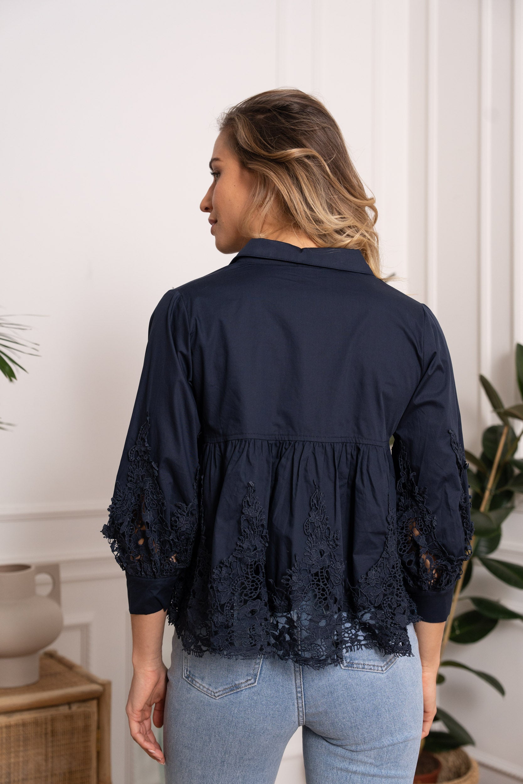 Aimie cotton and guipure shirt