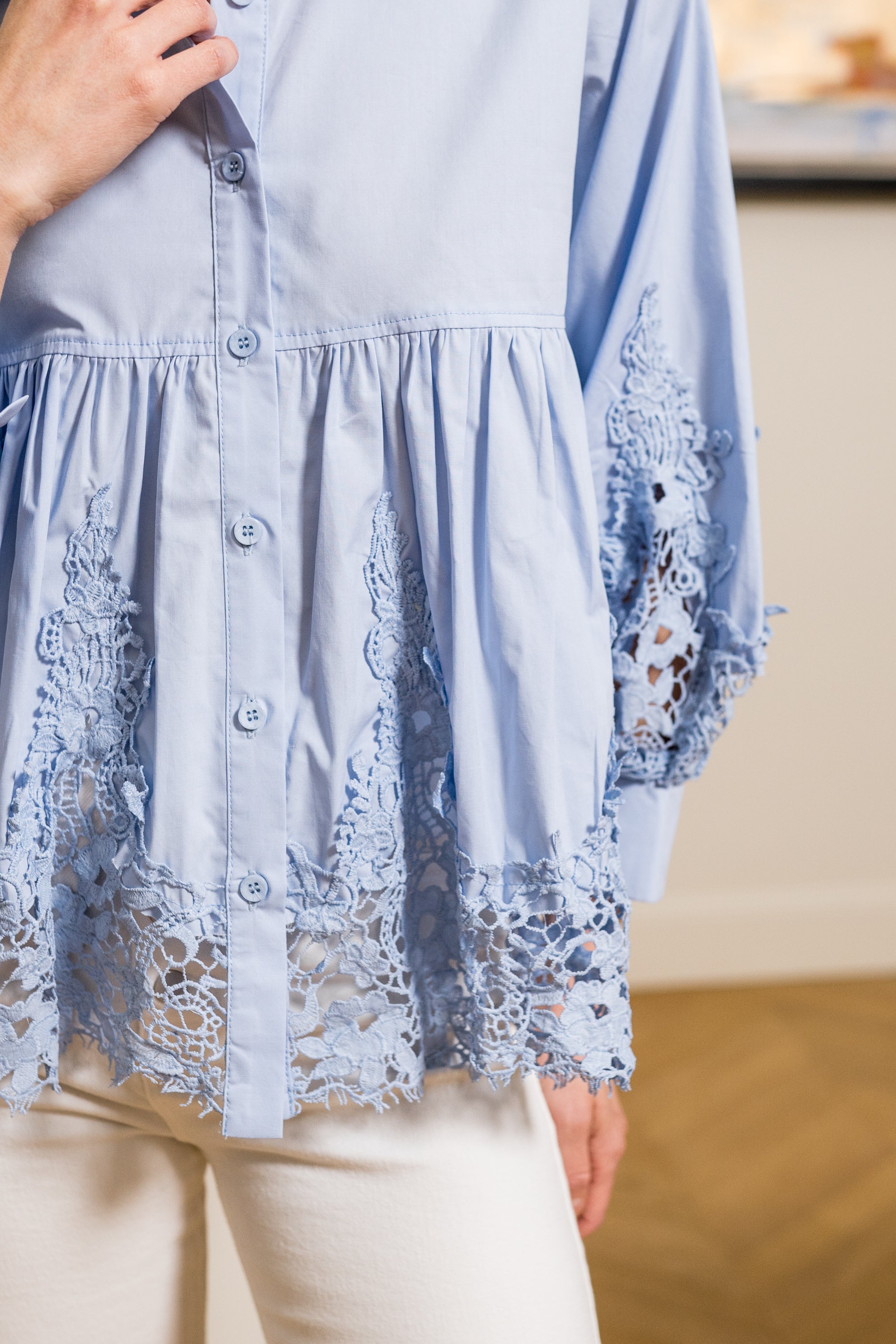 Aimie cotton and guipure shirt