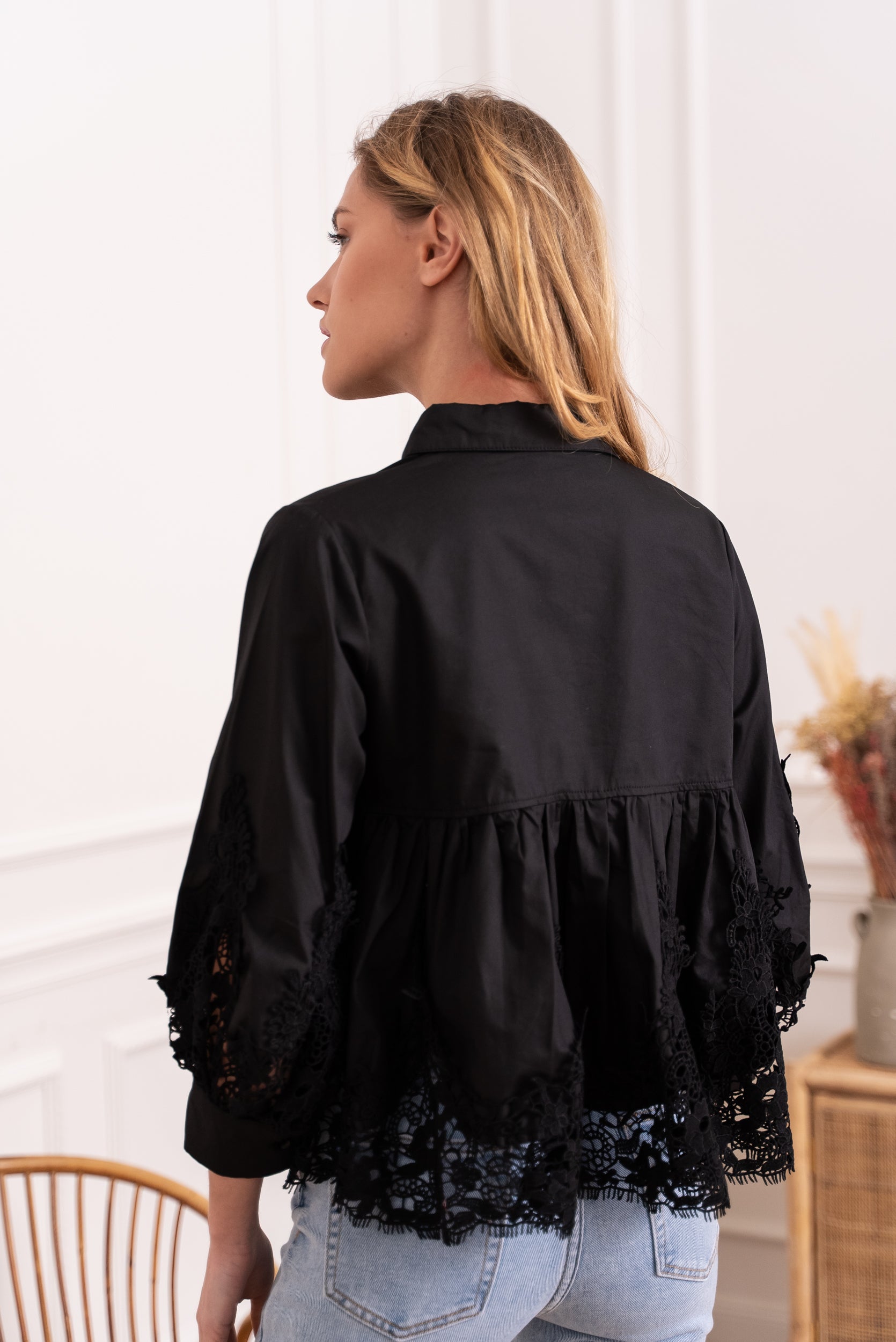 Aimie cotton and guipure shirt