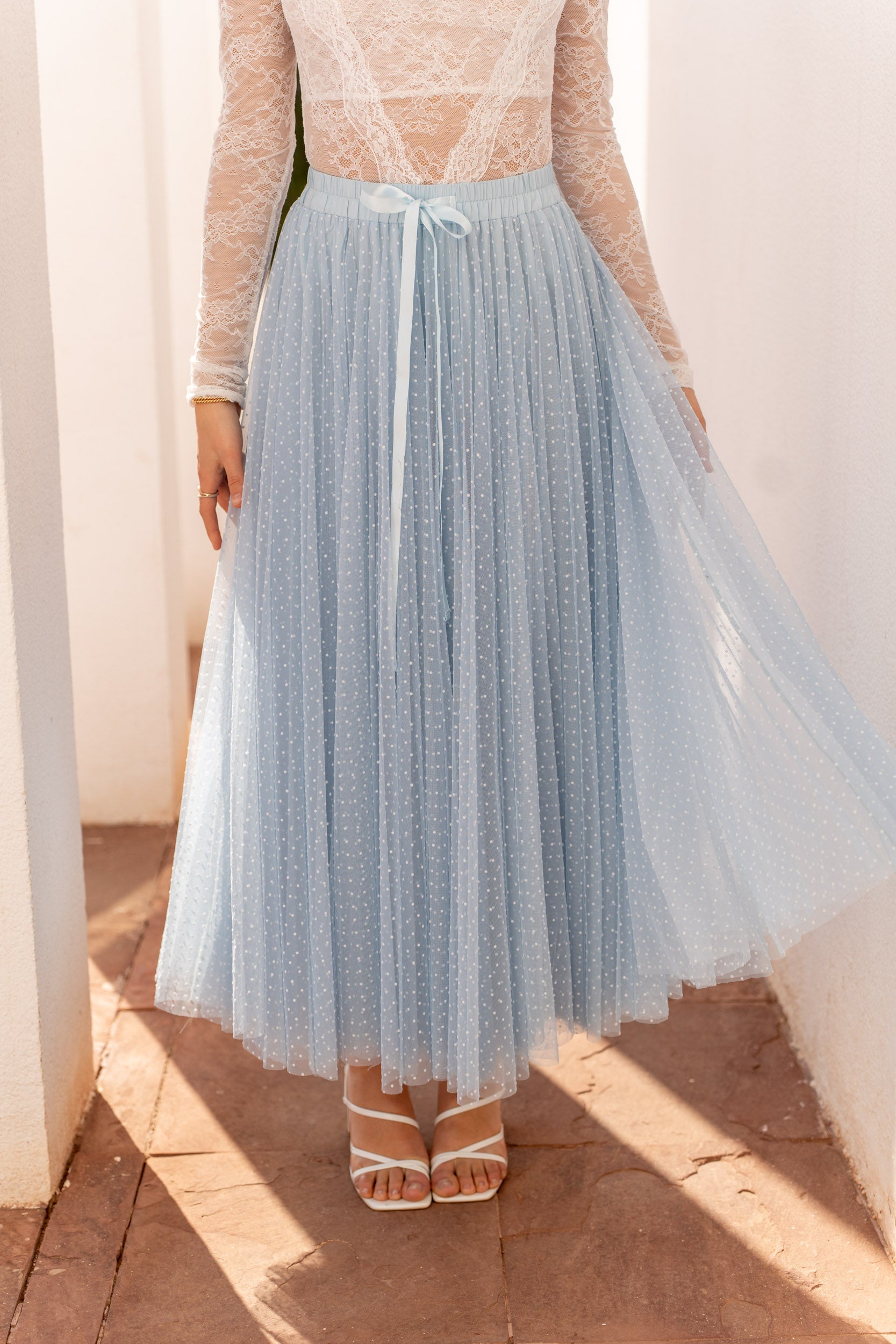 Jupe Aria en tulle plumetis à pois