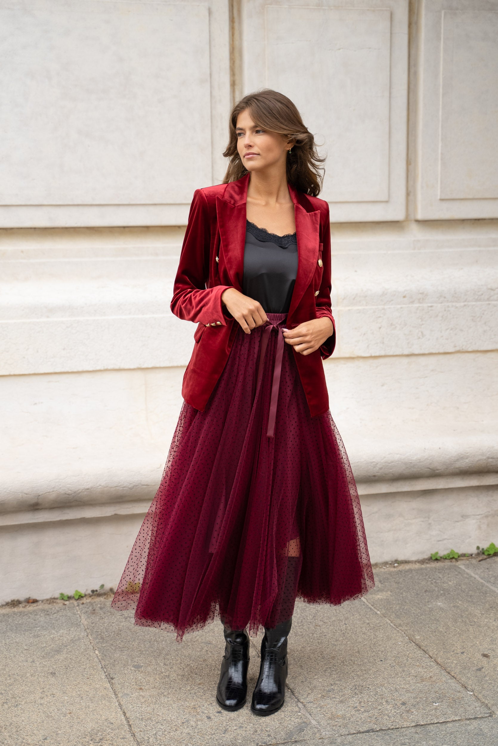 Jupe Aria en tulle plumetis à pois