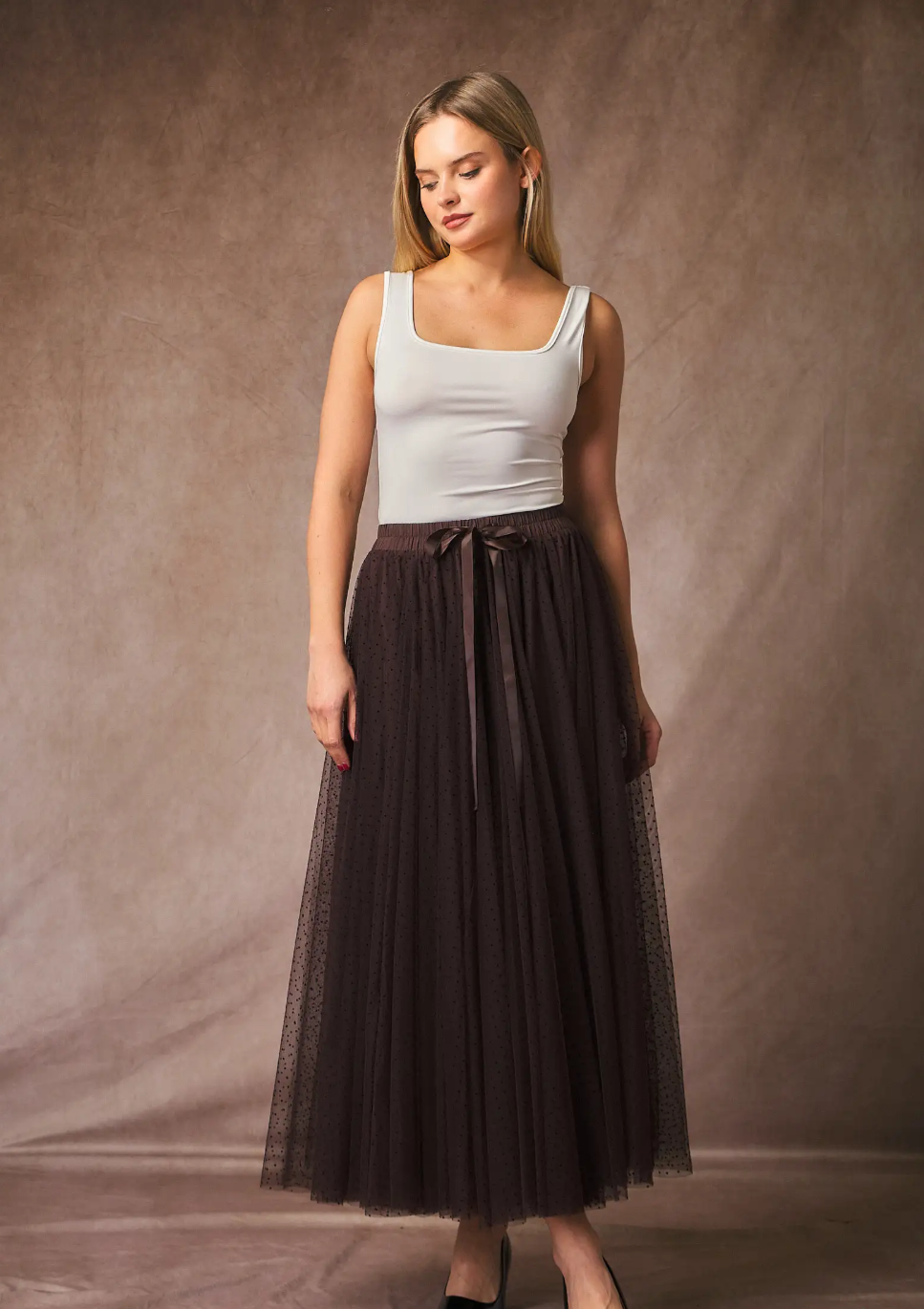 Jupe Aria en tulle plumetis à pois