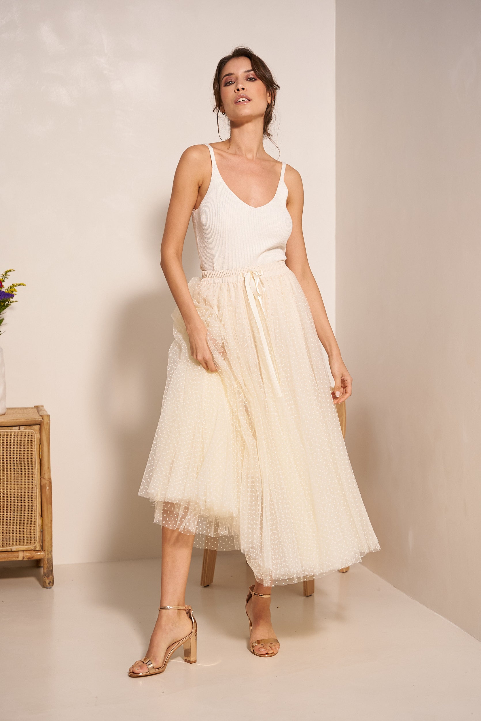 Jupe Aria en tulle plumetis à pois