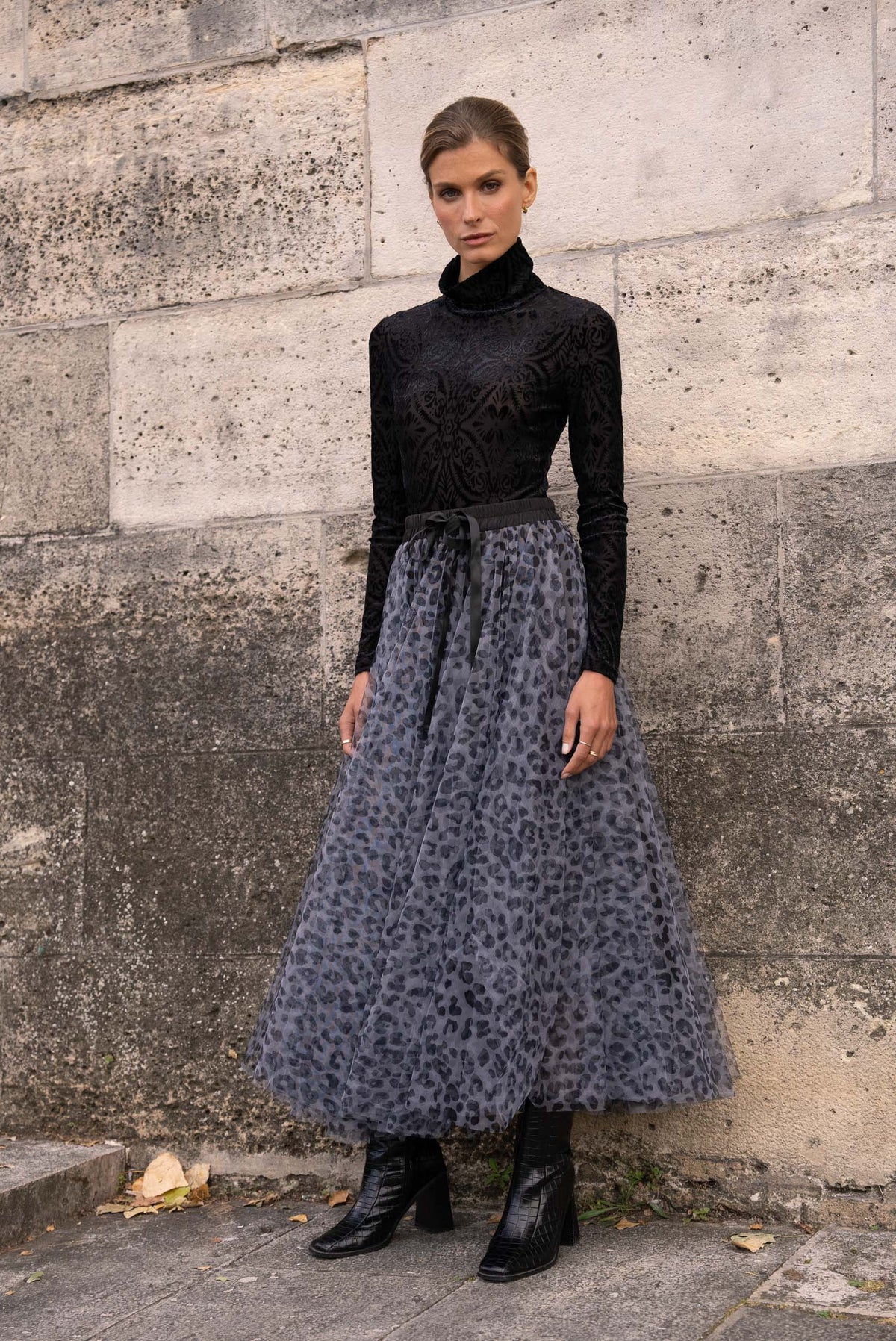 Jupe Aria tulle grand léopard
