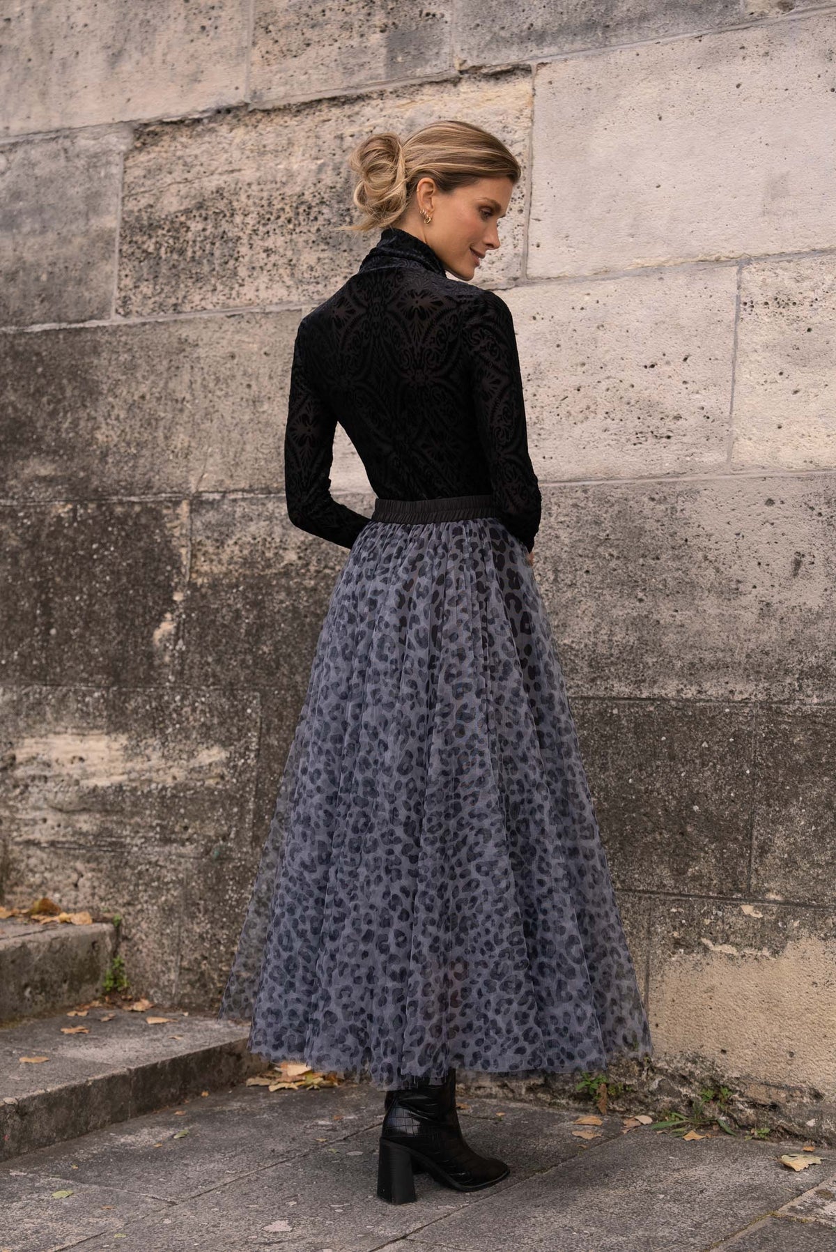 Jupe Aria tulle grand léopard