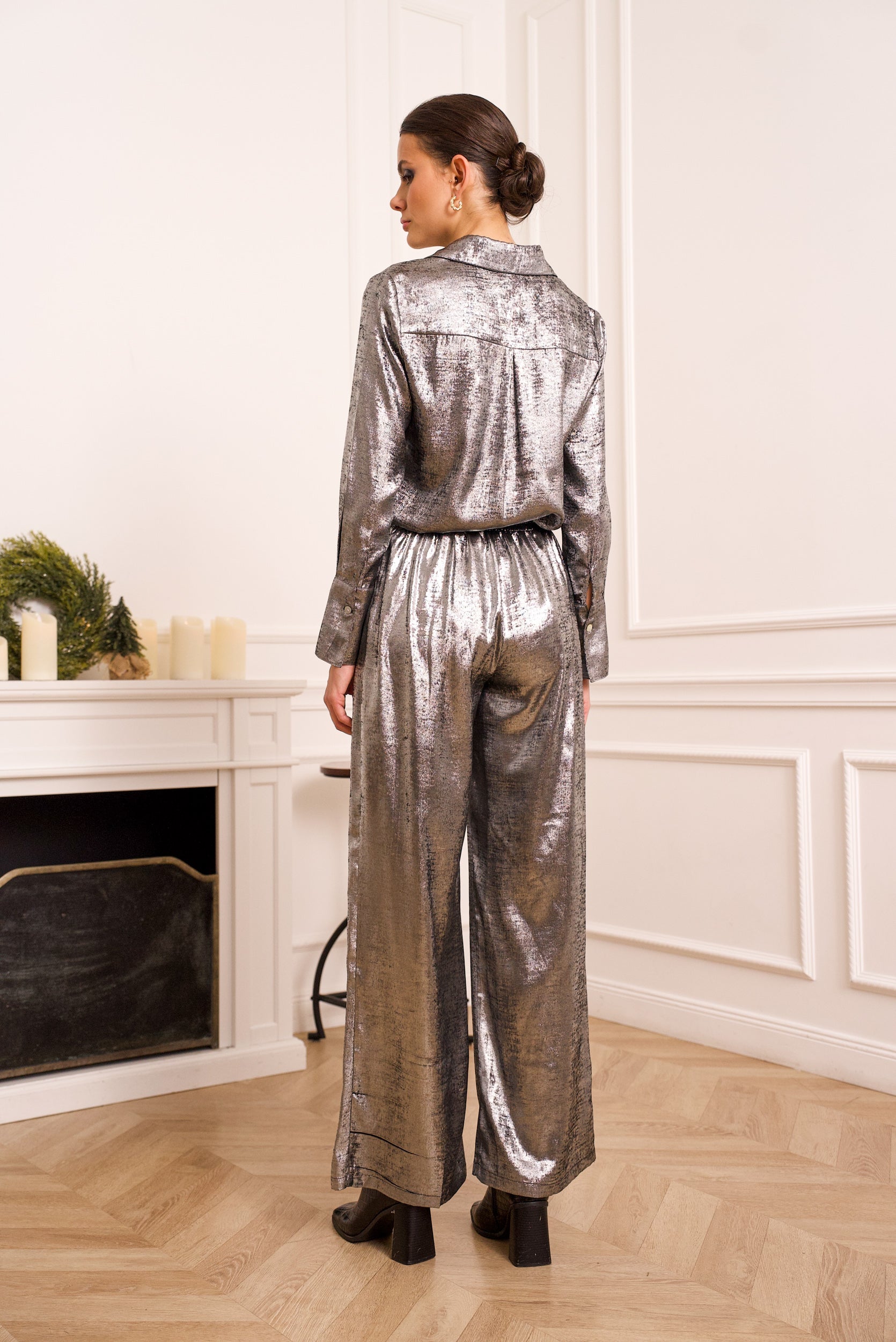 Pantalon fluide métallisé