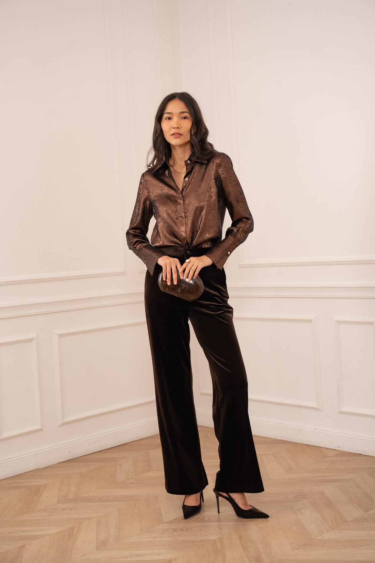 Chemise Léa métallisée brillante