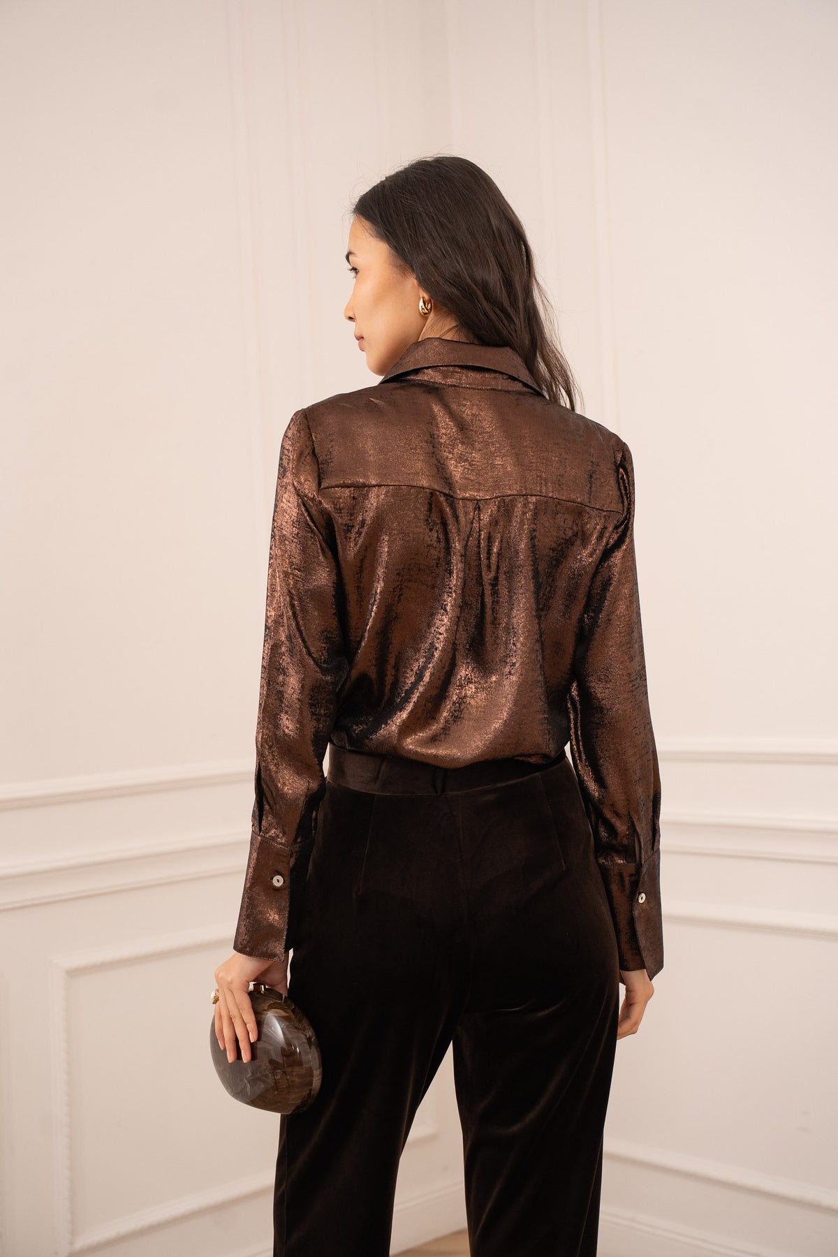 Chemise Léa métallisée brillante