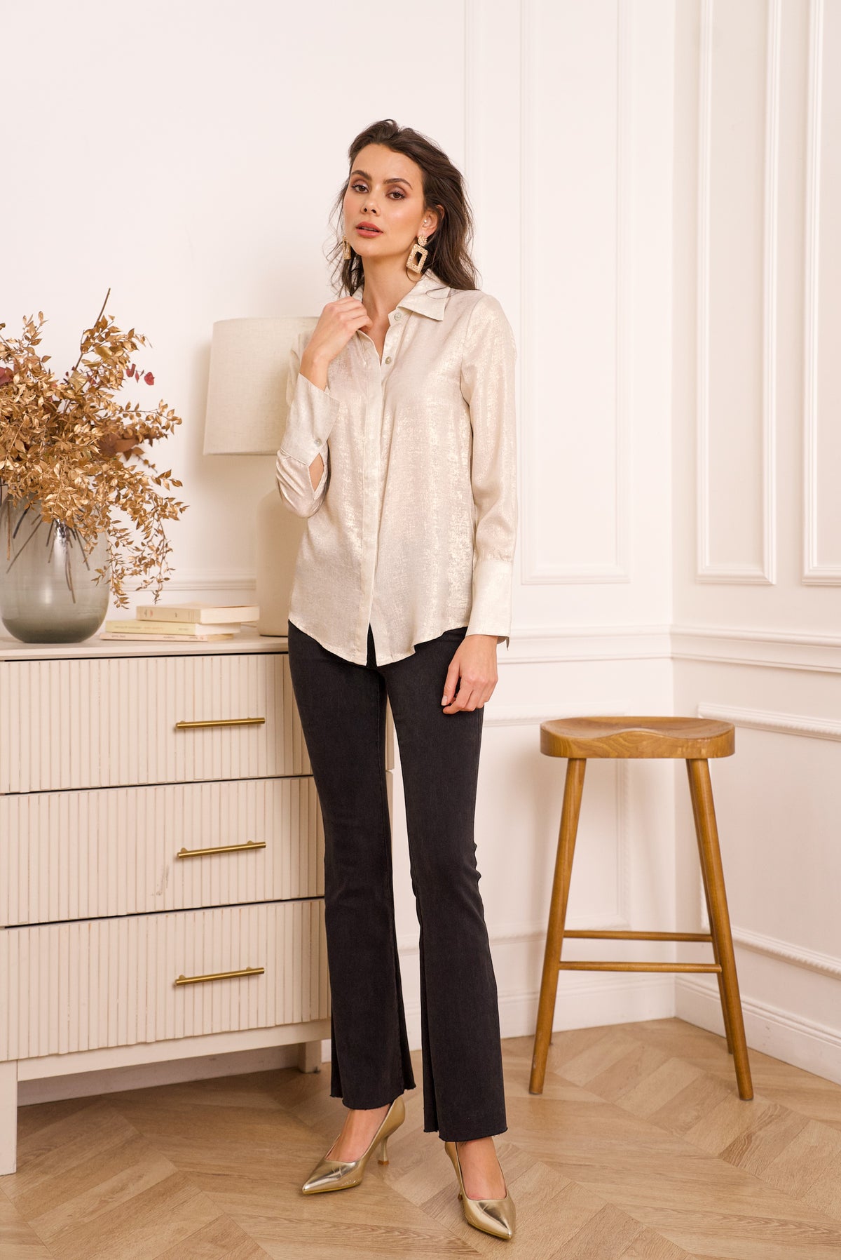 Chemise Léa métallisée brillante