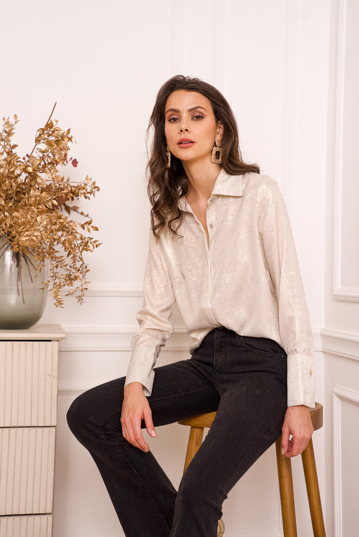 Chemise Léa métallisée brillante