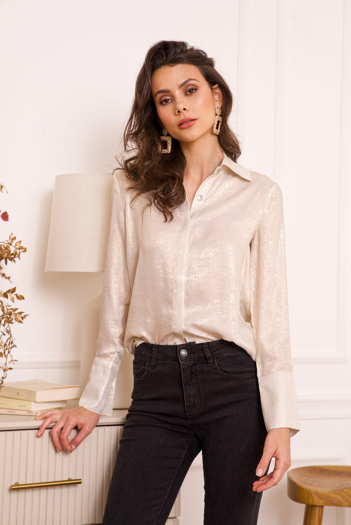 Chemise Léa métallisée brillante