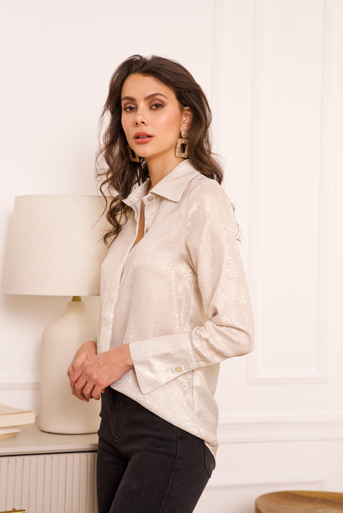 Chemise Léa métallisée brillante