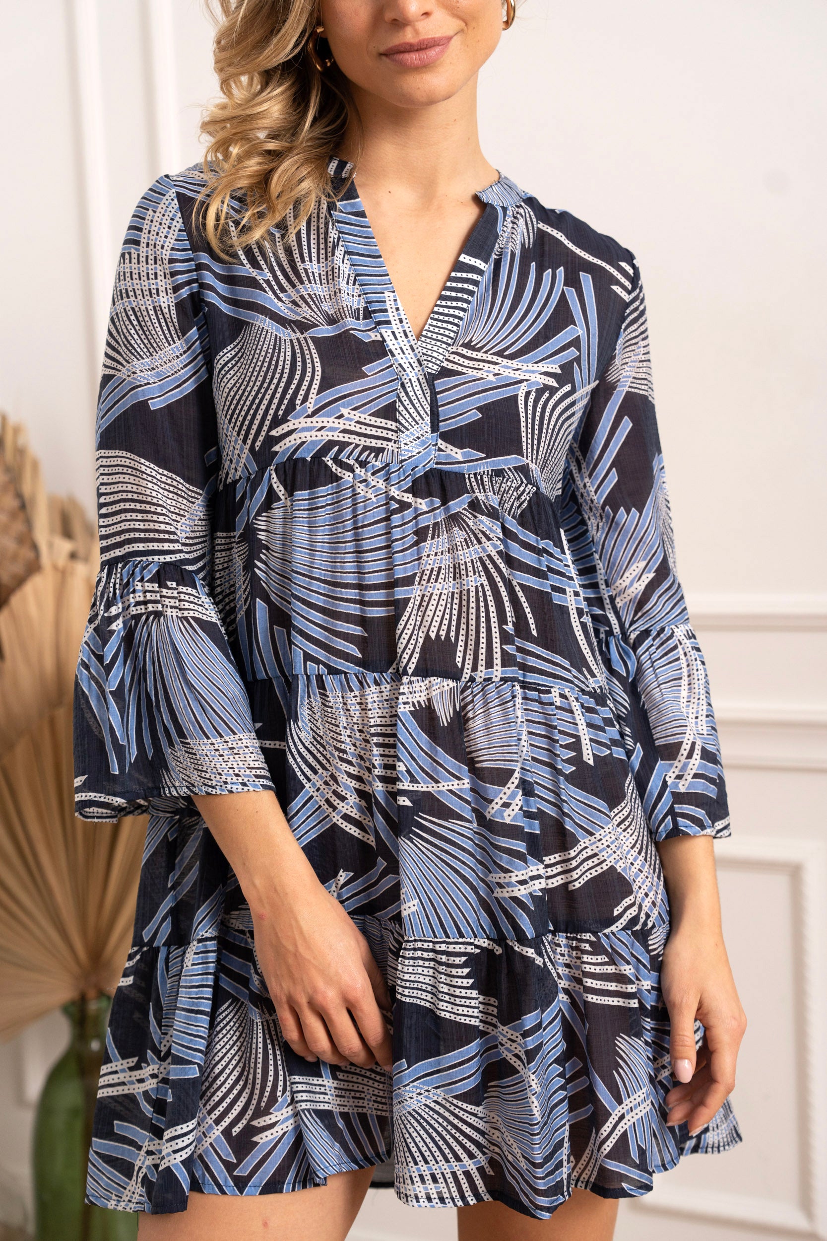 Short silk printed Saint-Tropez dress