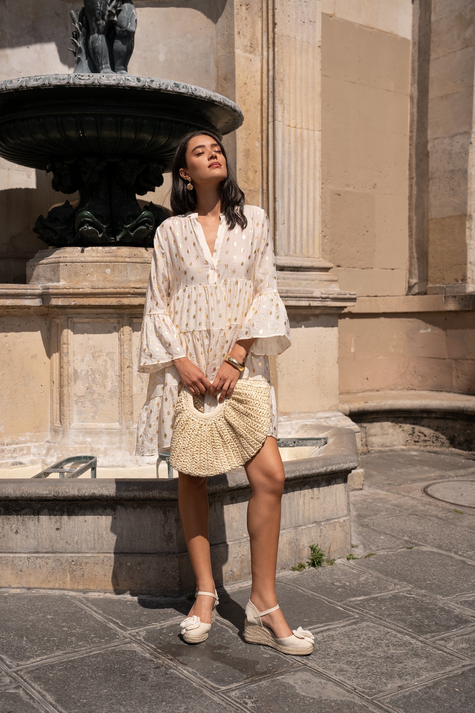 Short silk printed Saint-Tropez dress