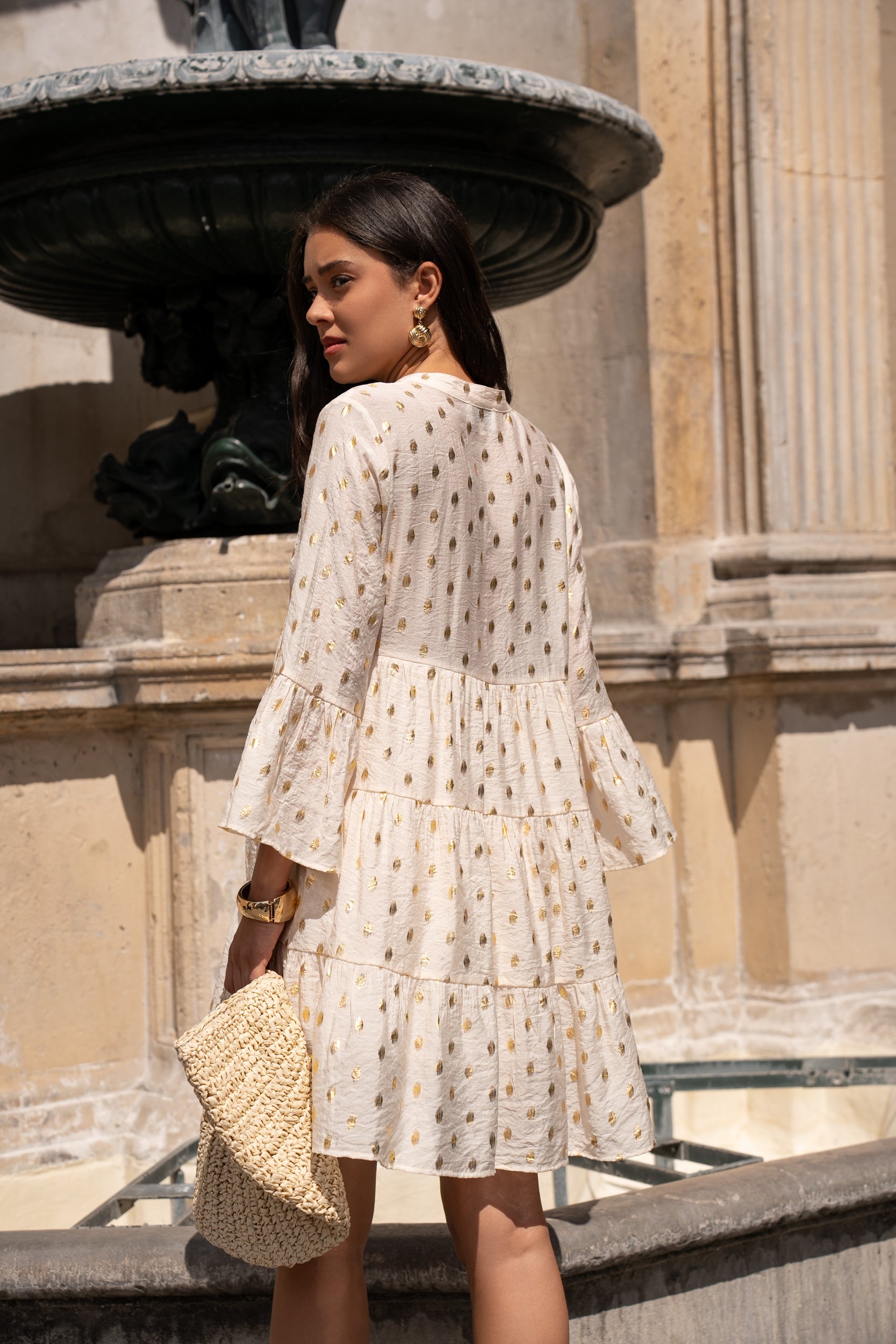 Short silk printed Saint-Tropez dress