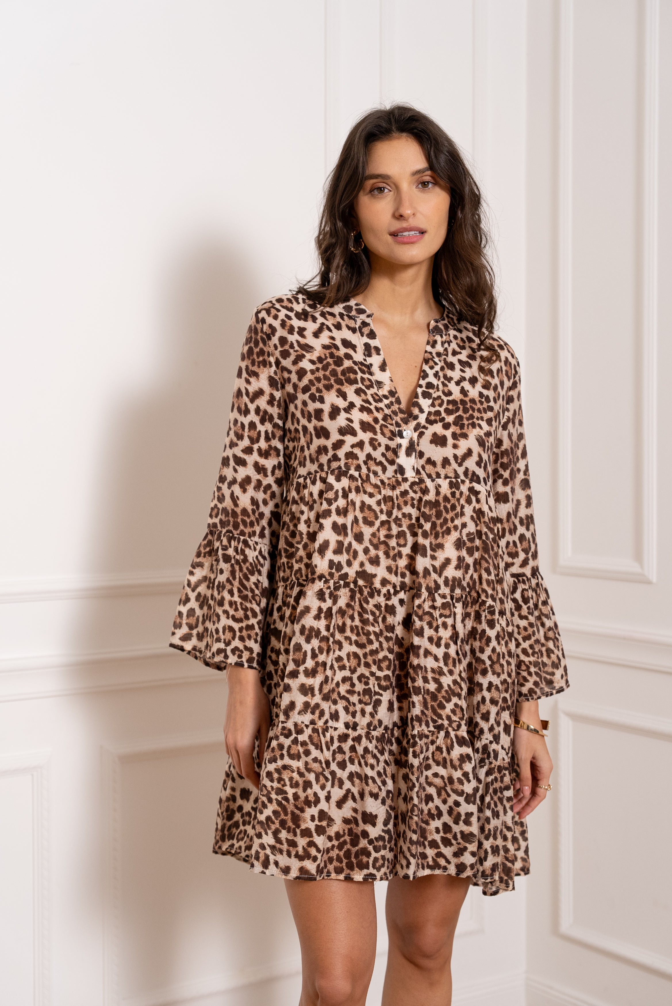 Short silk printed Saint-Tropez dress