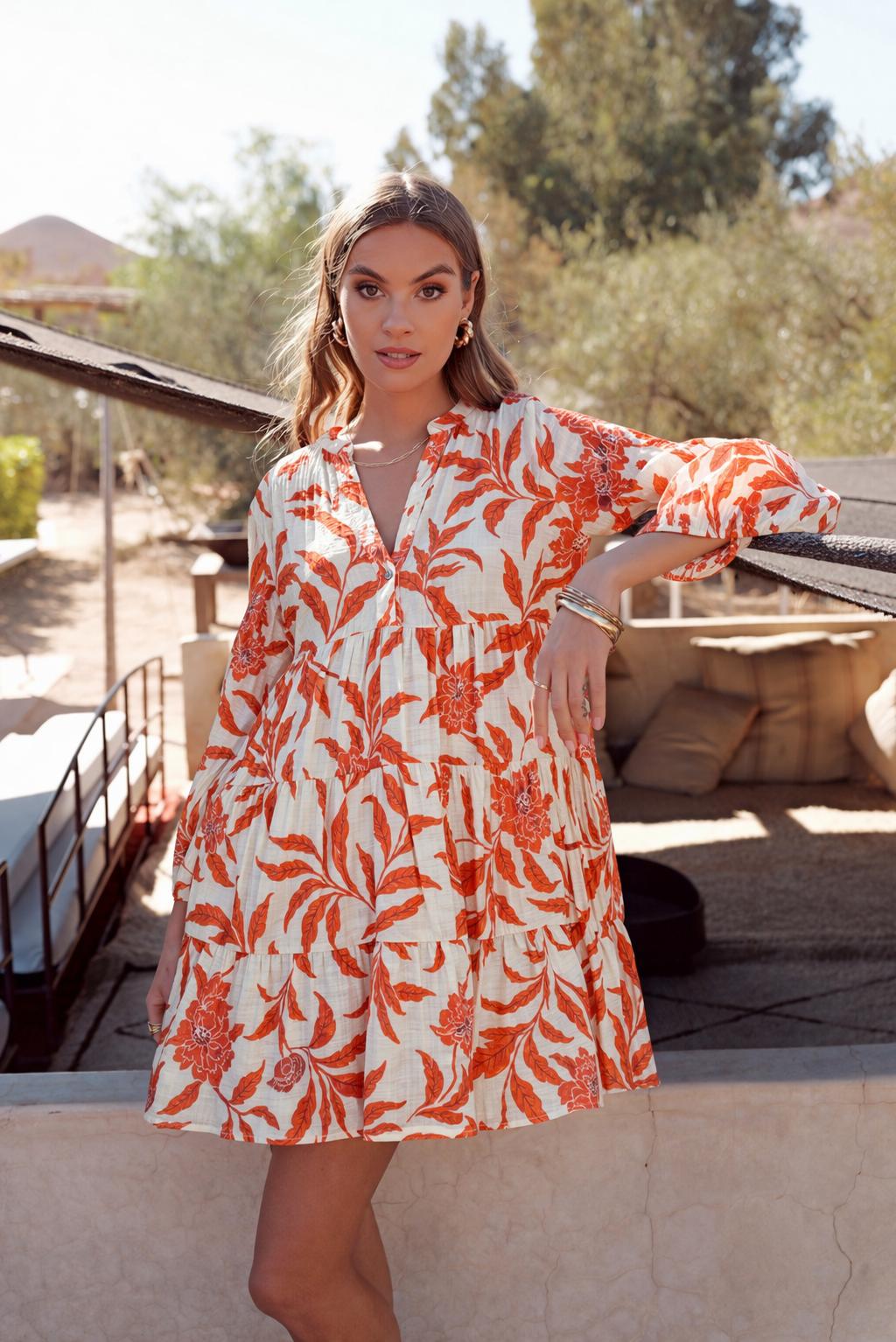 Robe courte Saint-Tropez imprimée fleurie