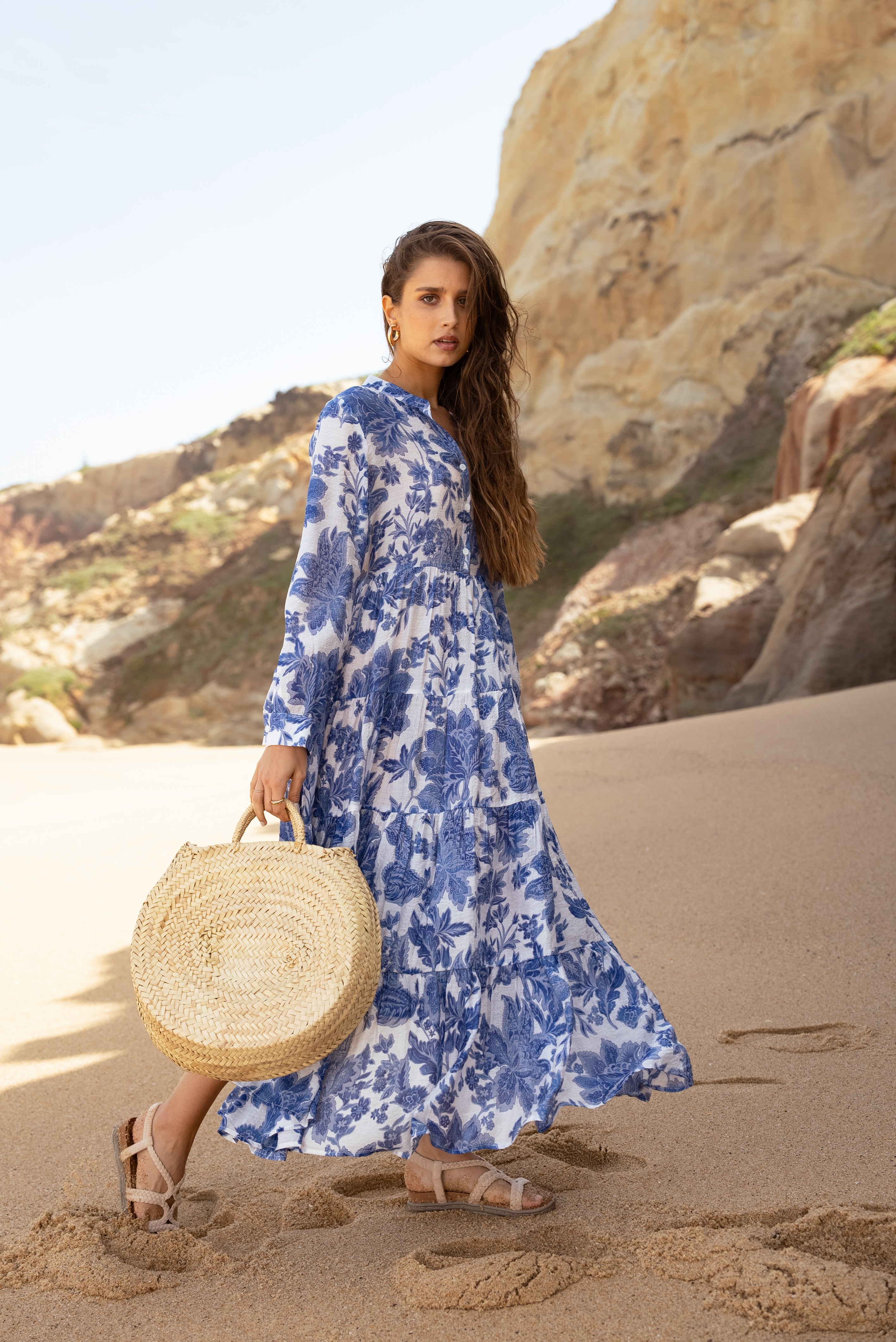 Robe longue imprimée fleurie Marbella