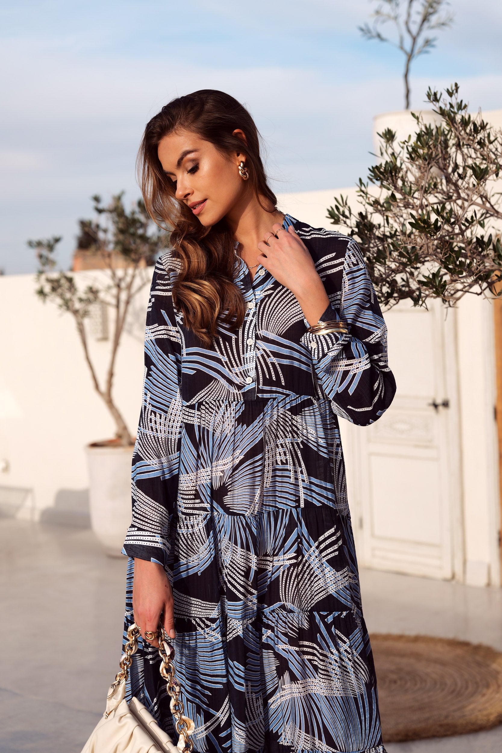 Robe longue imprimée fleurie Marbella