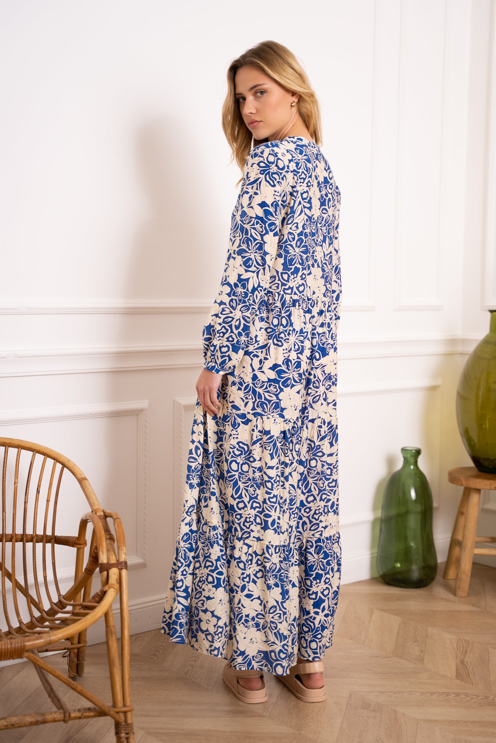Robe longue imprimée fleurie Marbella