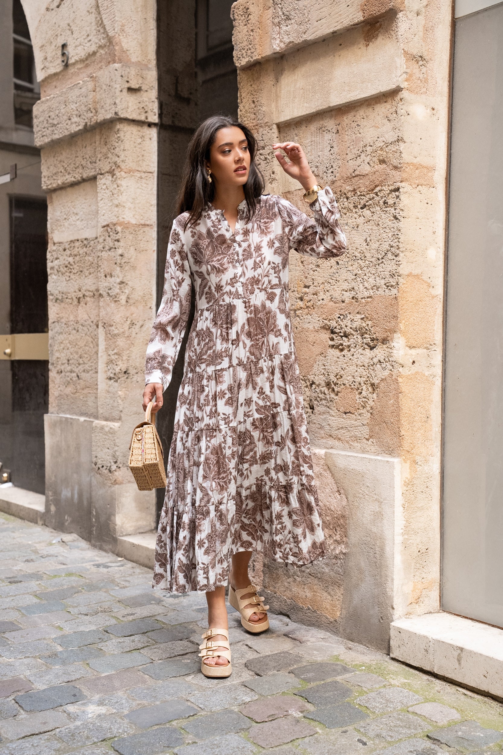 Robe longue imprimée fleurie Marbella