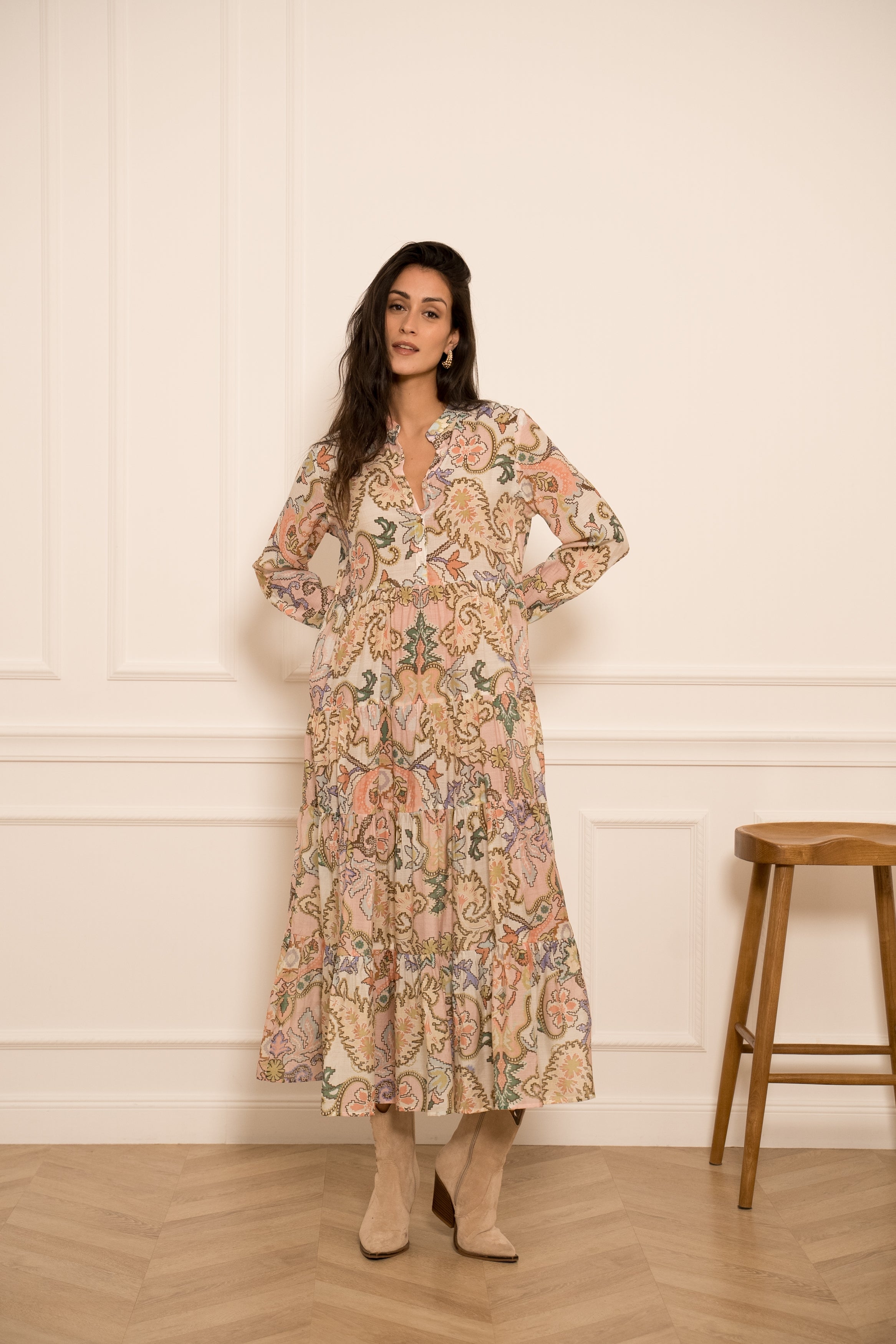 Robe longue imprimée fleurie Marbella