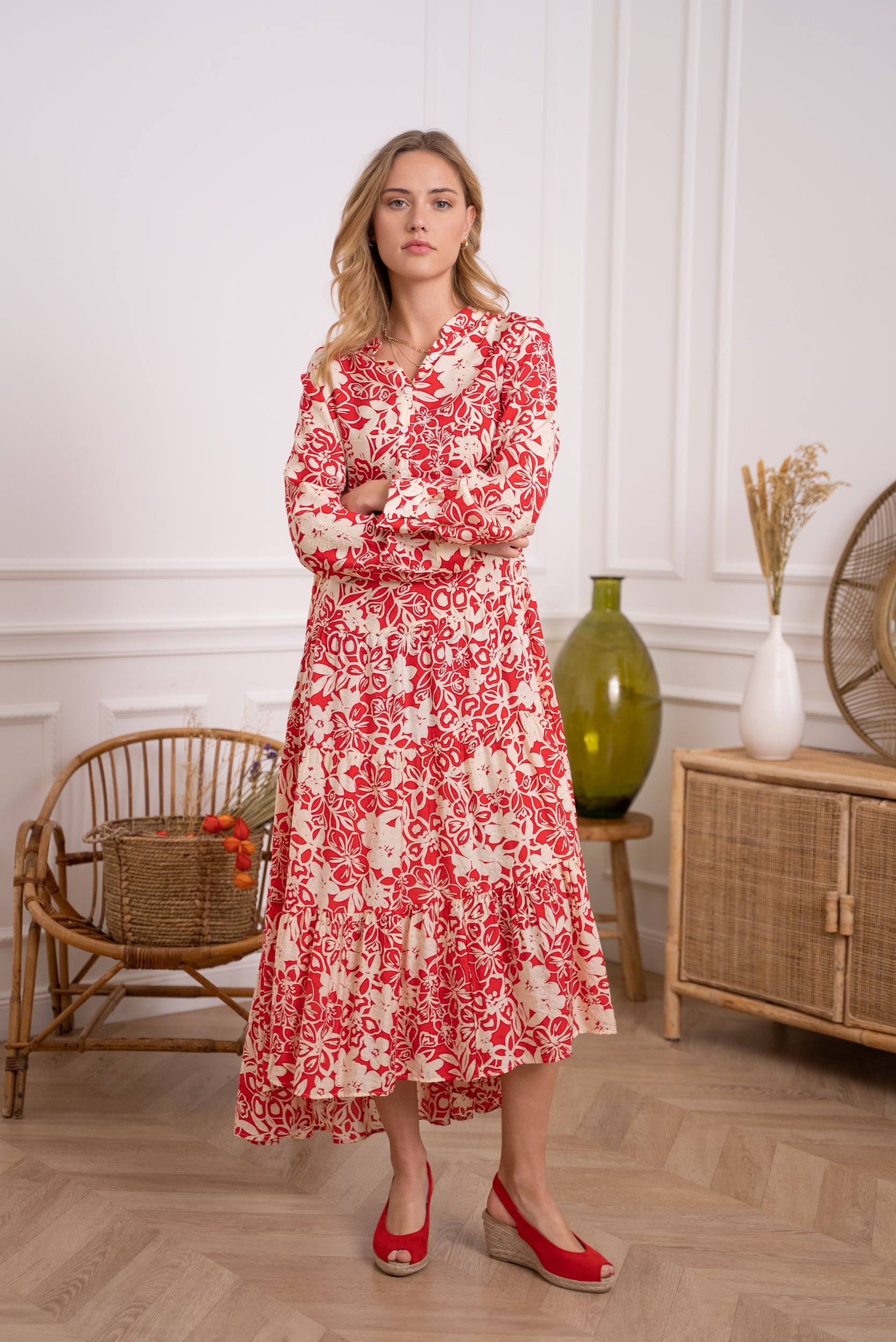 Robe longue imprimée fleurie Marbella
