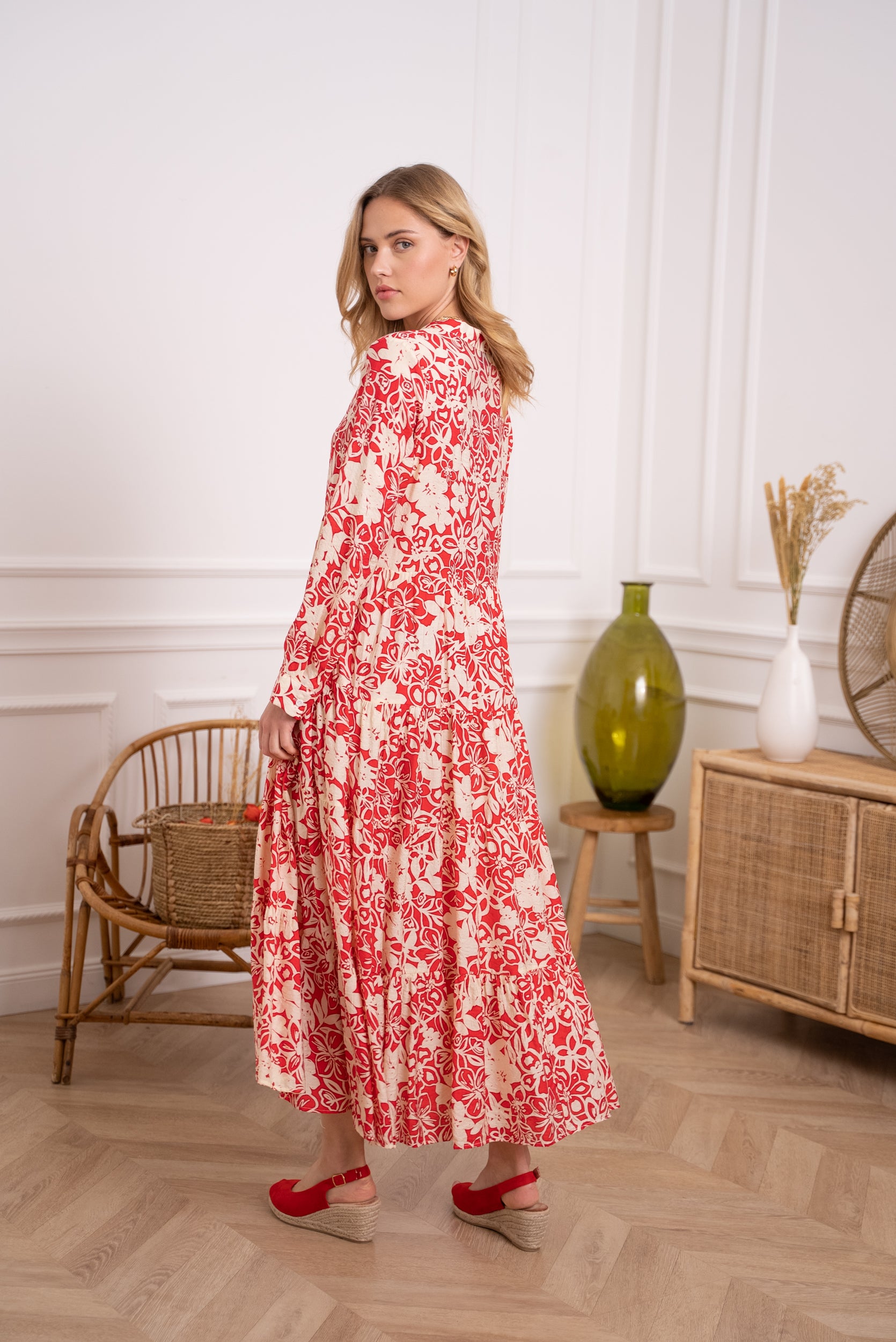 Robe longue imprimée fleurie Marbella