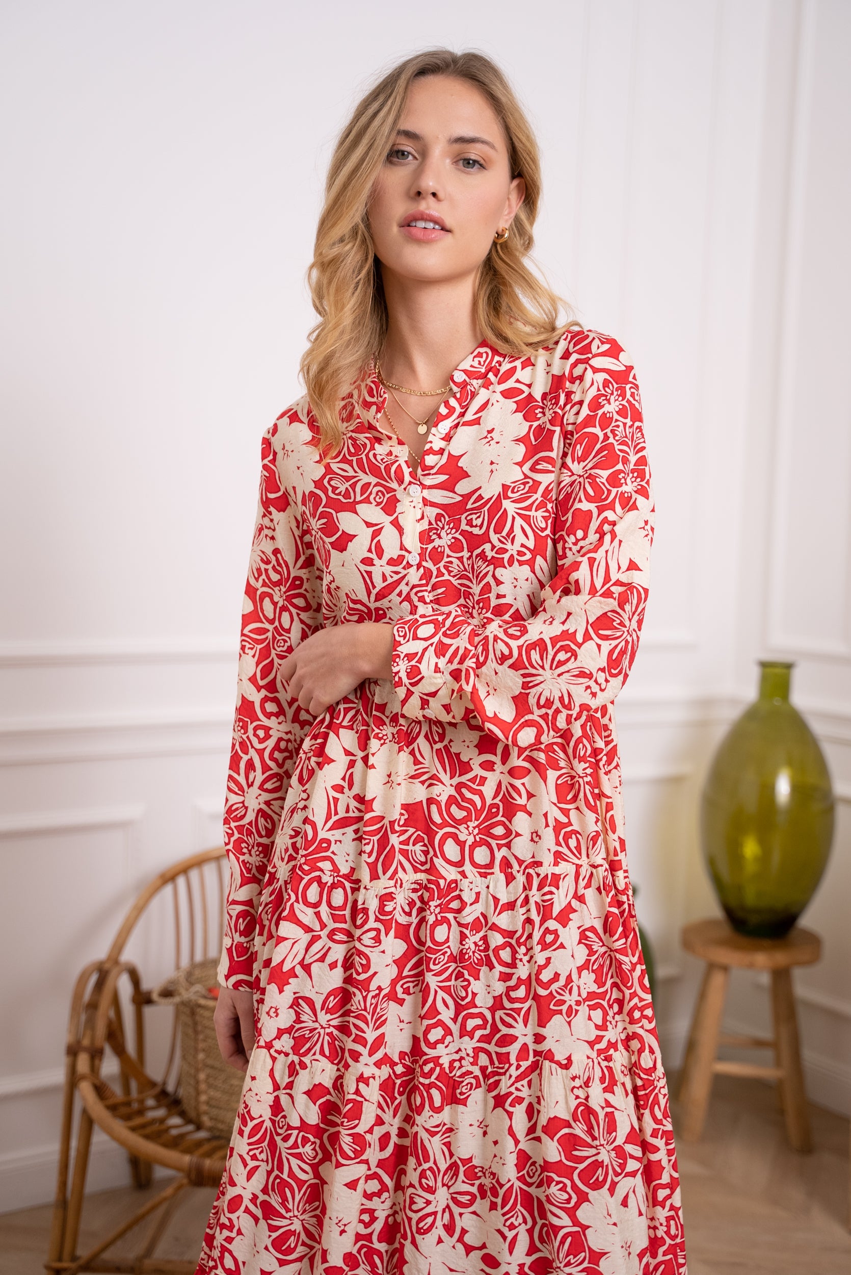 Robe longue imprimée fleurie Marbella