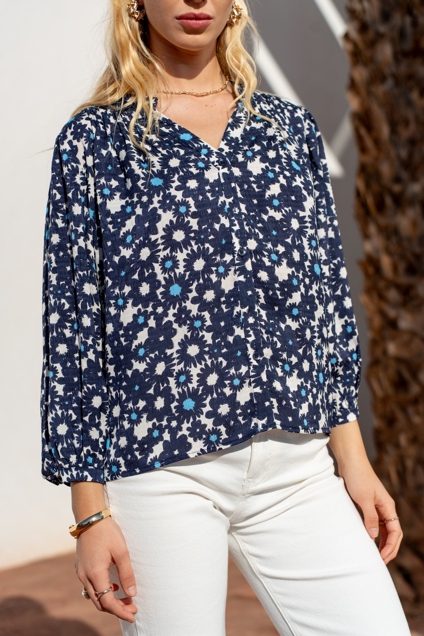 Eléna shirt in floral printed silk