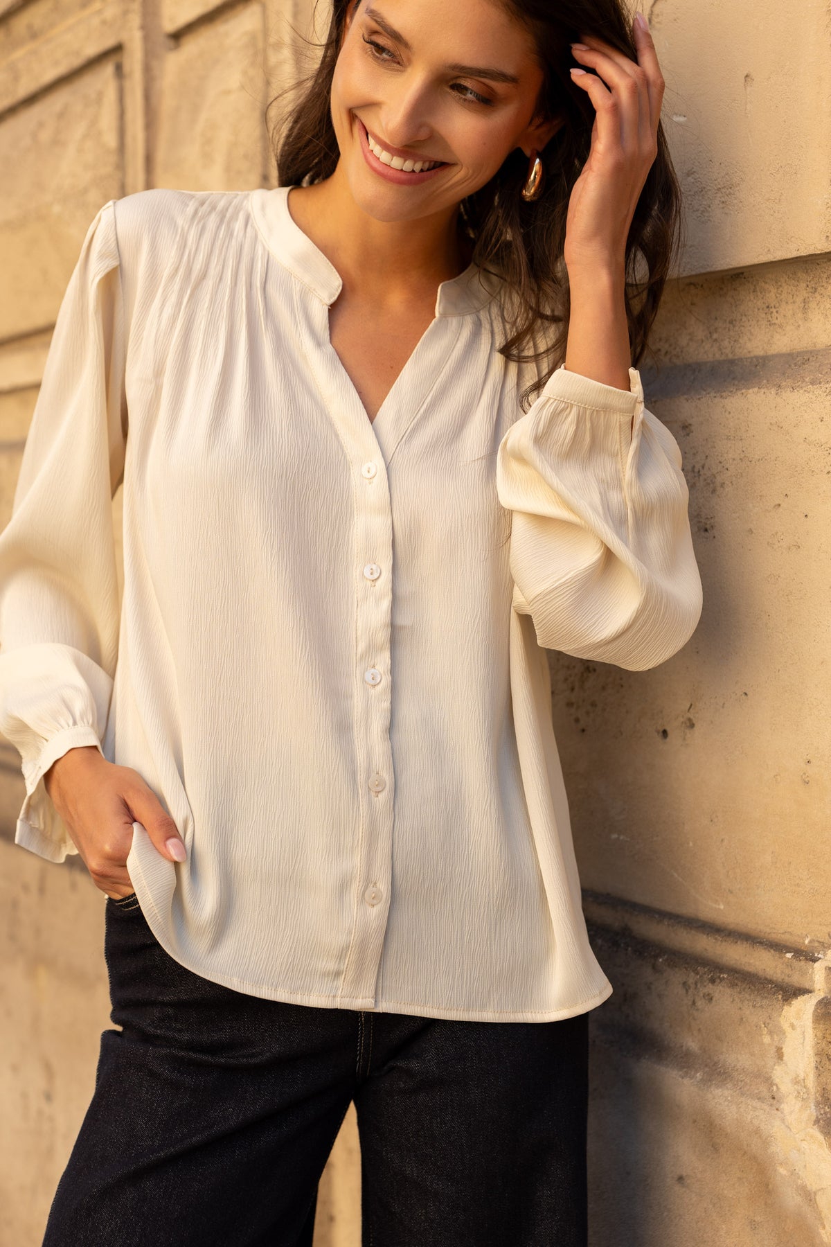 Eléna shirt in floral printed silk