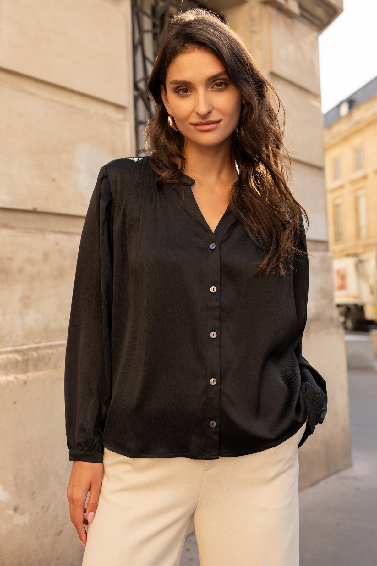 Eléna shirt in floral printed silk