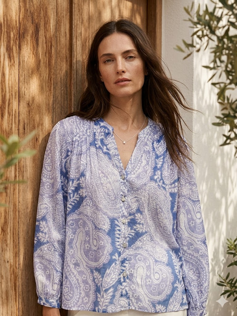 Chemise Eléna en soie imprimée fleurie