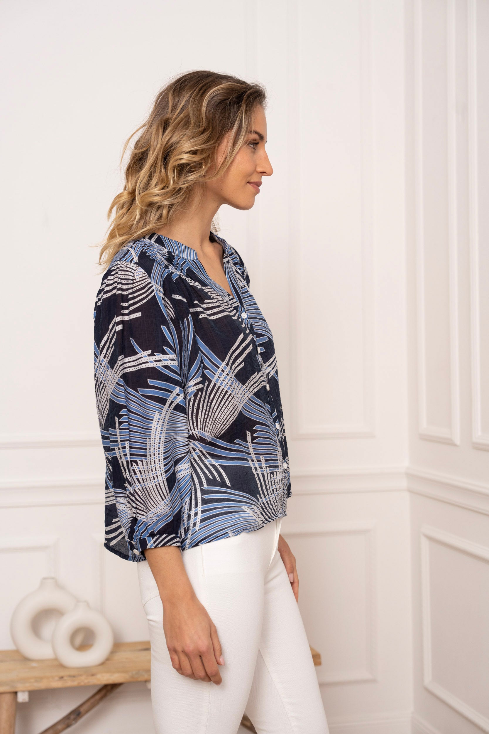 Eléna shirt in floral printed silk