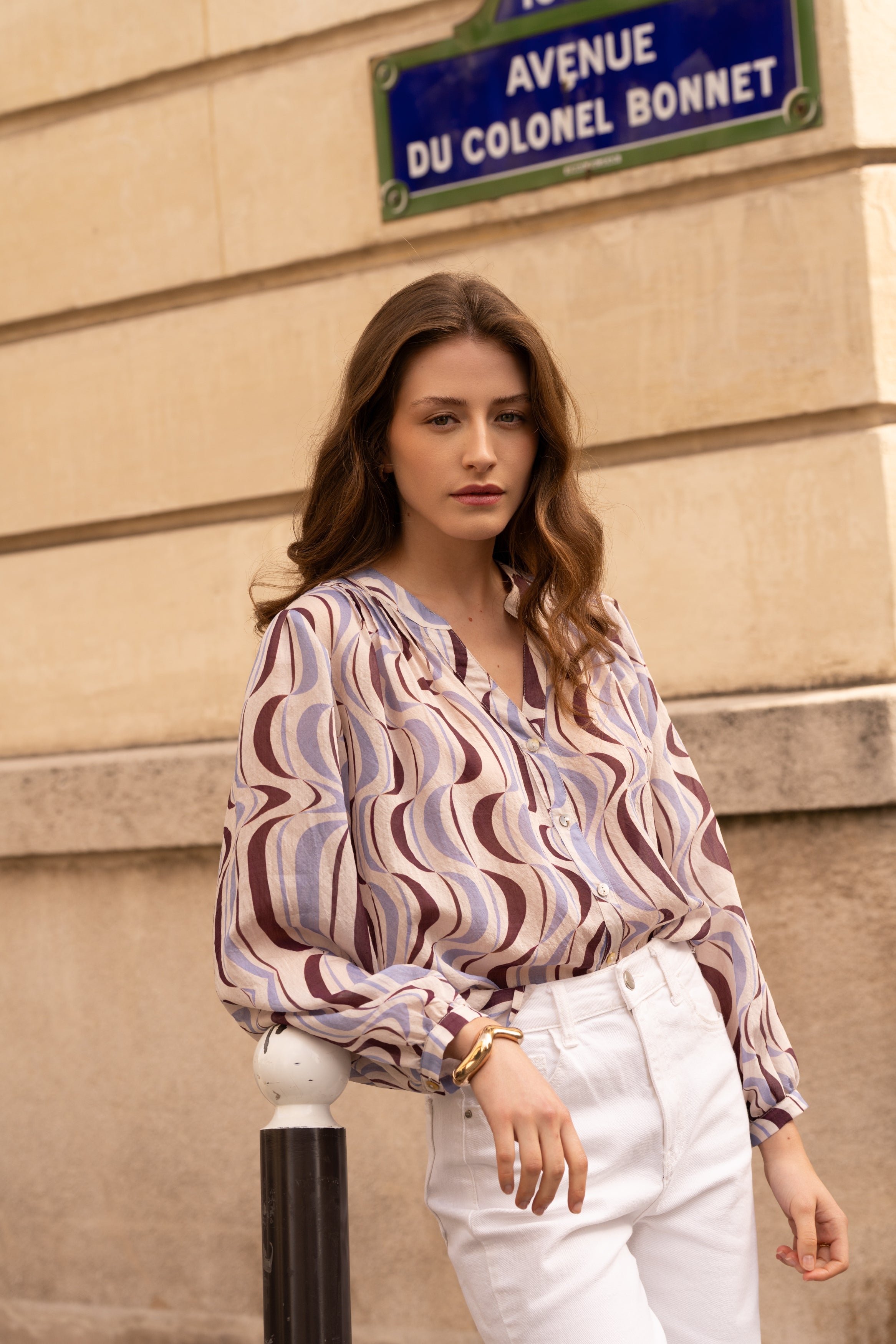 Chemise Eléna en soie imprimée fleurie