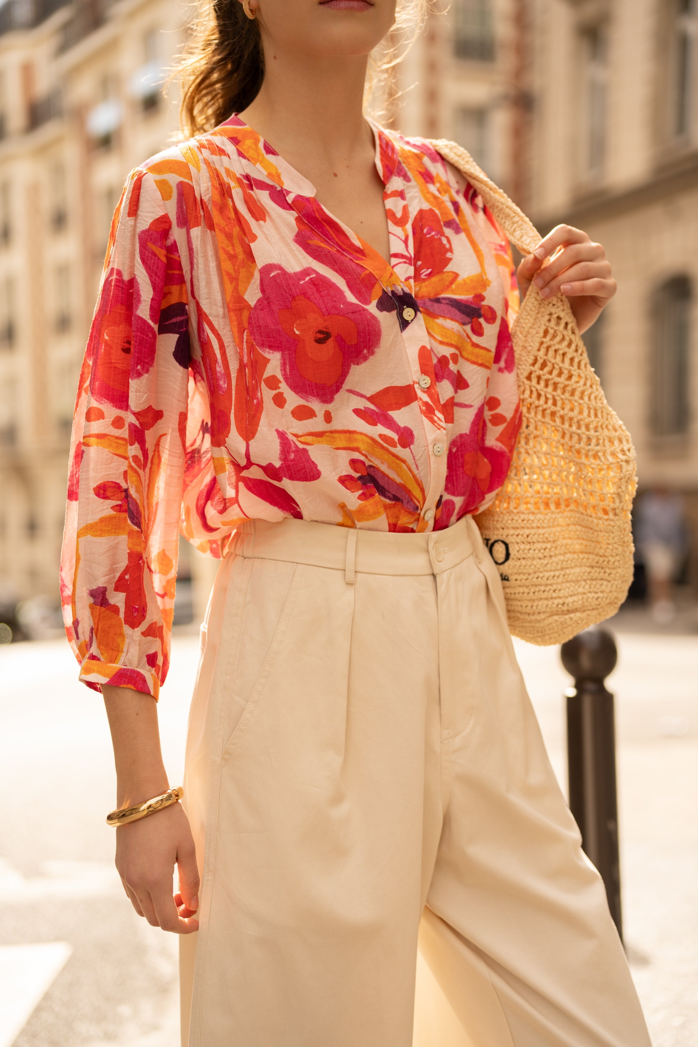 Chemise Eléna en soie imprimée fleurie