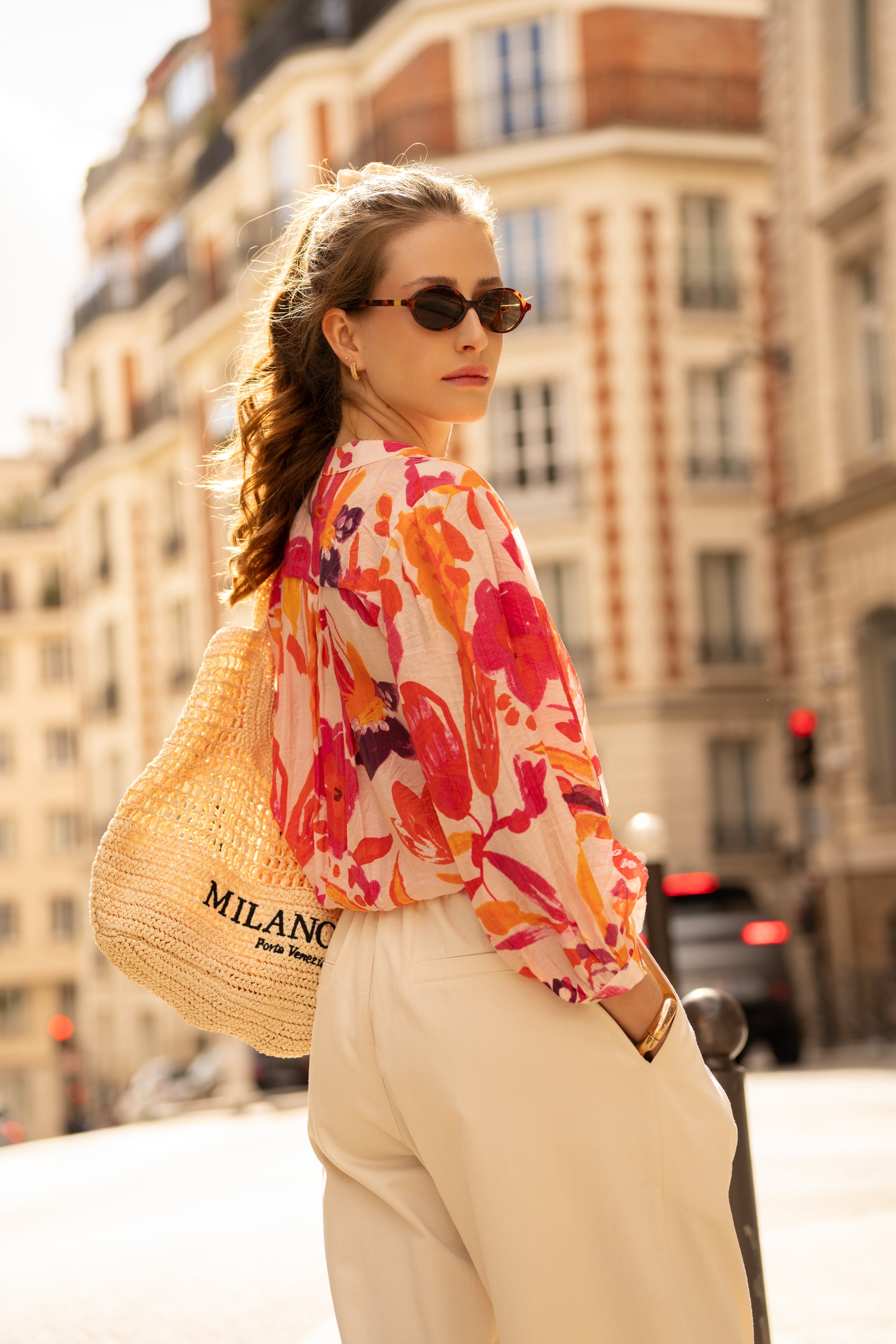 Chemise Eléna en soie imprimée fleurie