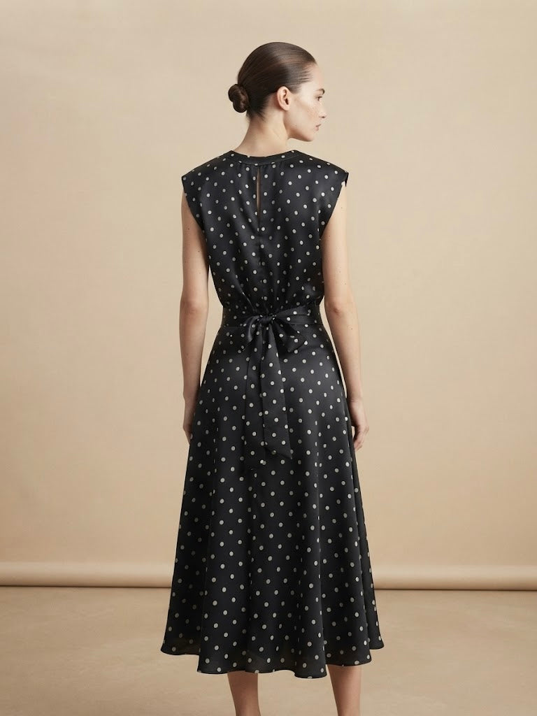 Jupe sirène Valentine en satin à pois