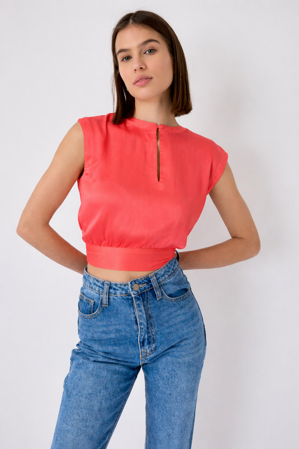 Crop-top soyeux Maguie noeud au dos